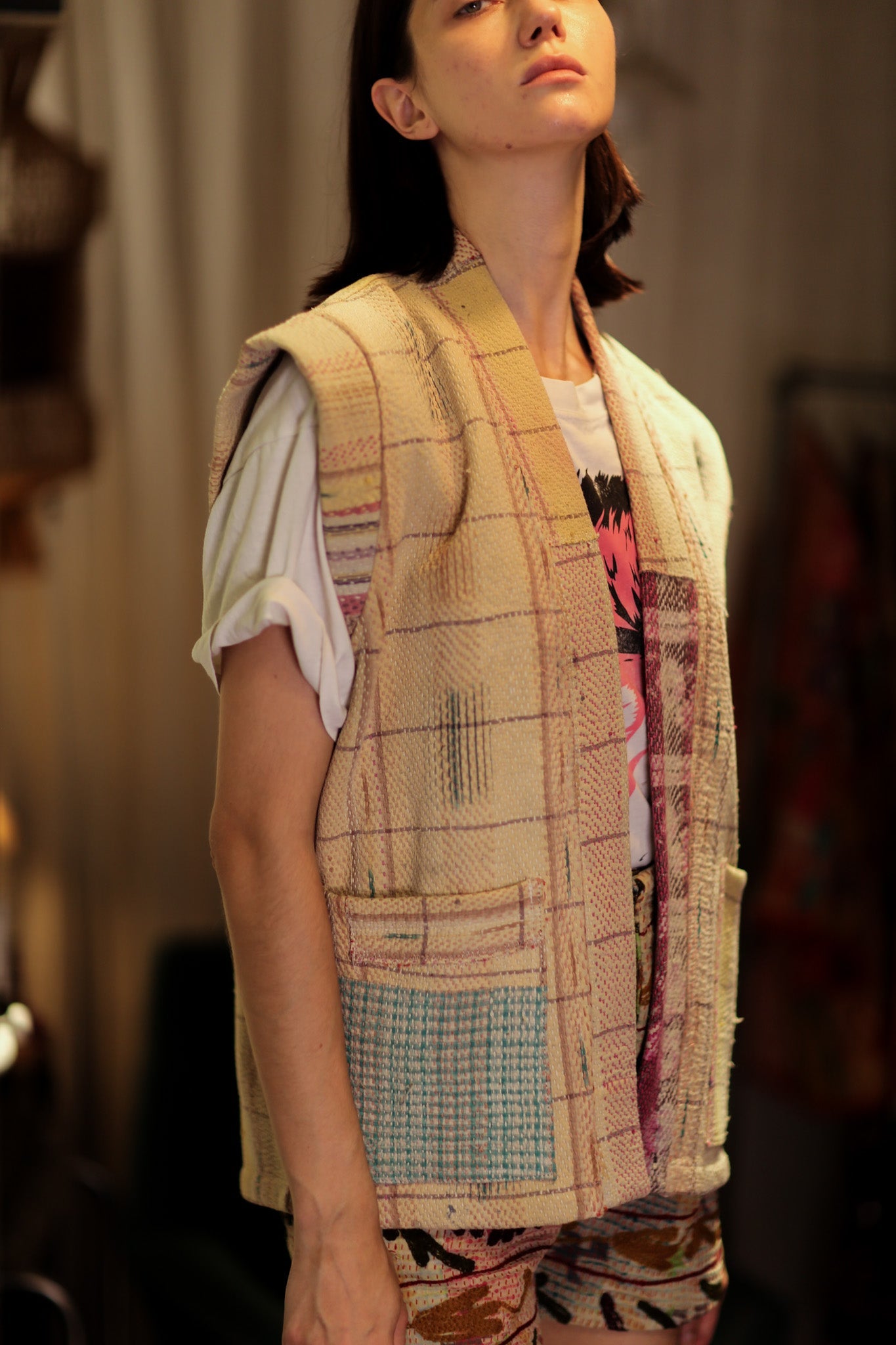 KANTHA GILET BANANA CHECKS - BANGKOK TAILOR CLOTHING STORE - HANDMADE CLOTHING