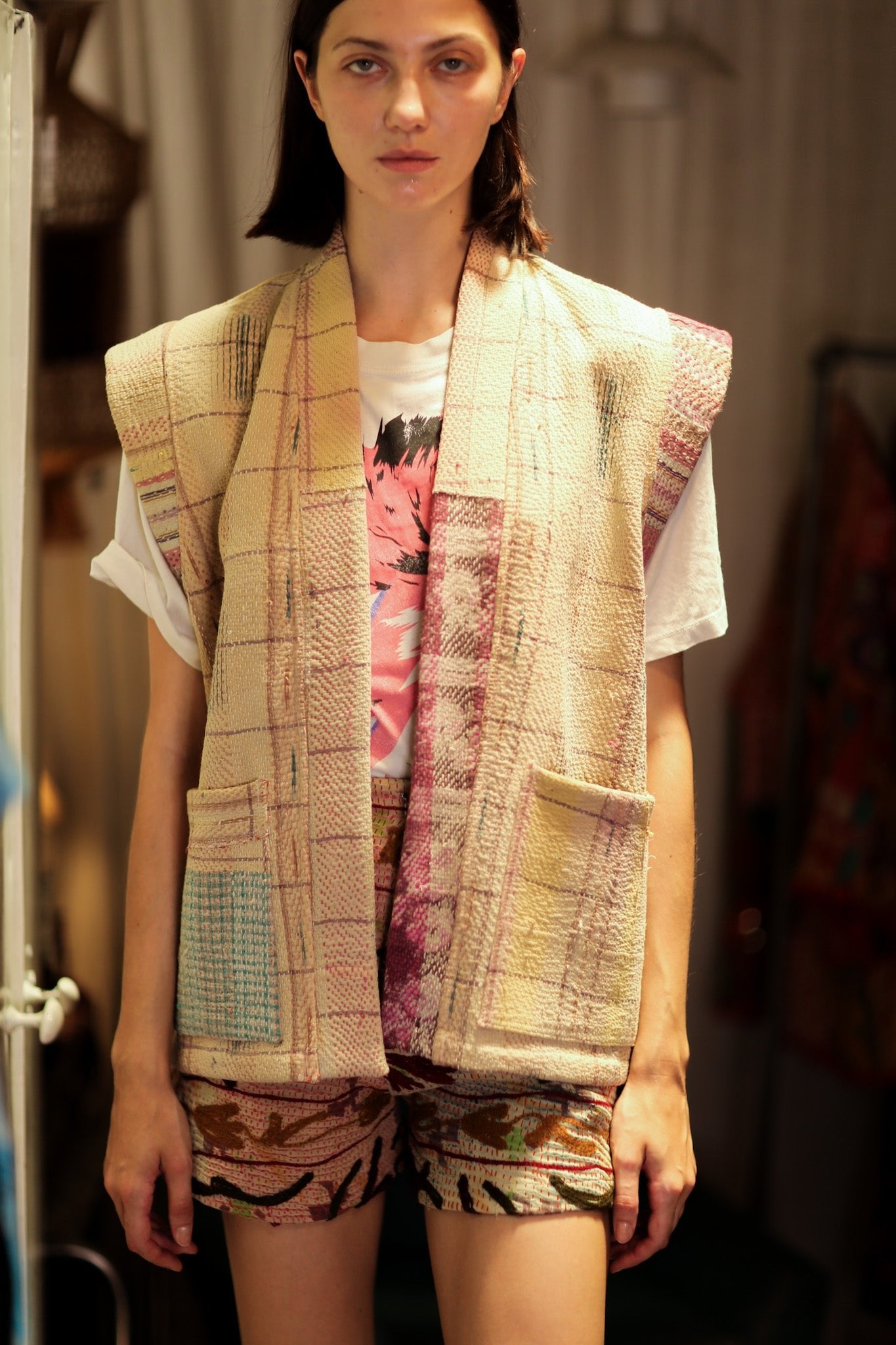 KANTHA GILET BANANA CHECKS - BANGKOK TAILOR CLOTHING STORE - HANDMADE CLOTHING