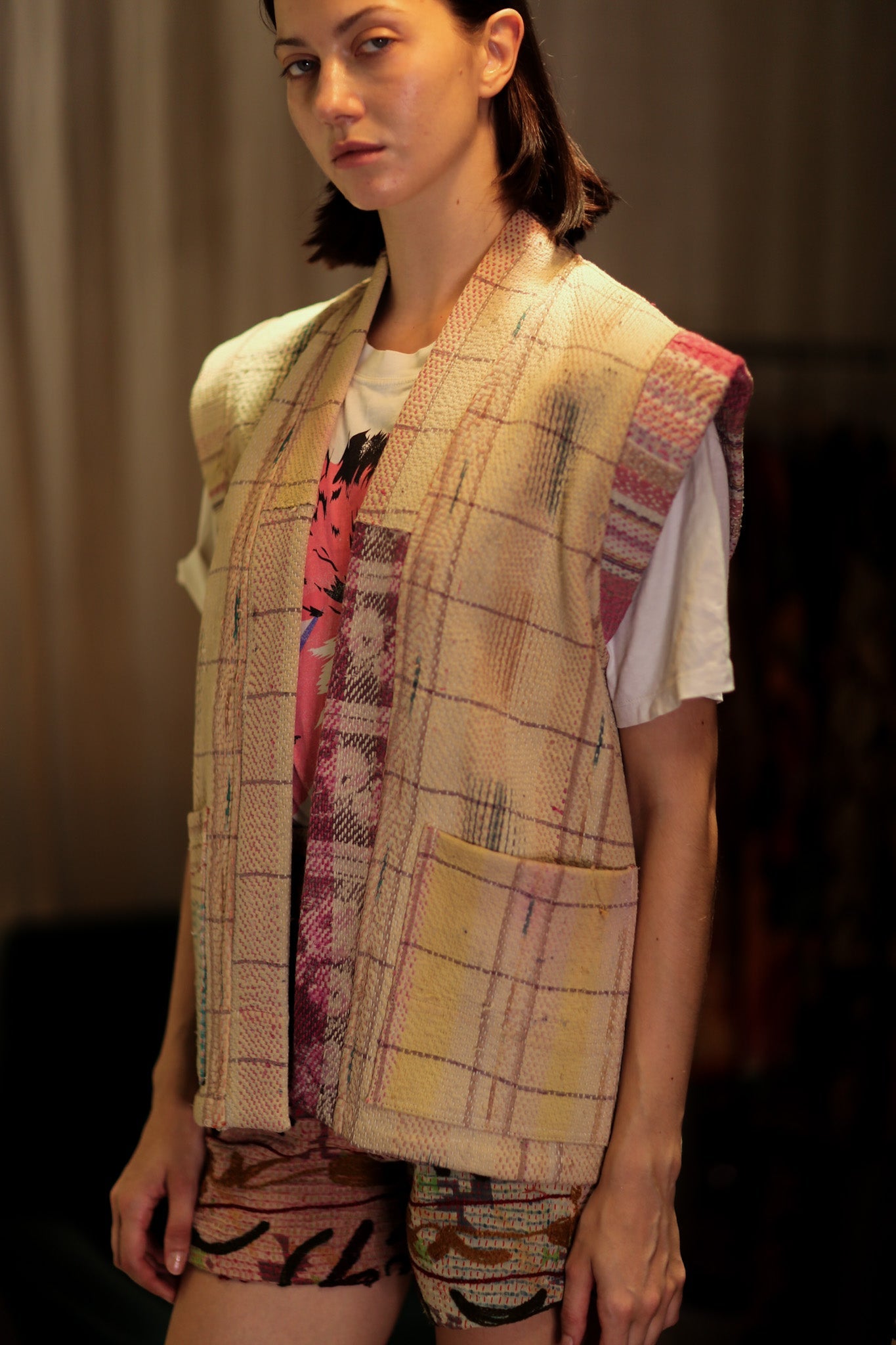 KANTHA GILET BANANA CHECKS - BANGKOK TAILOR CLOTHING STORE - HANDMADE CLOTHING