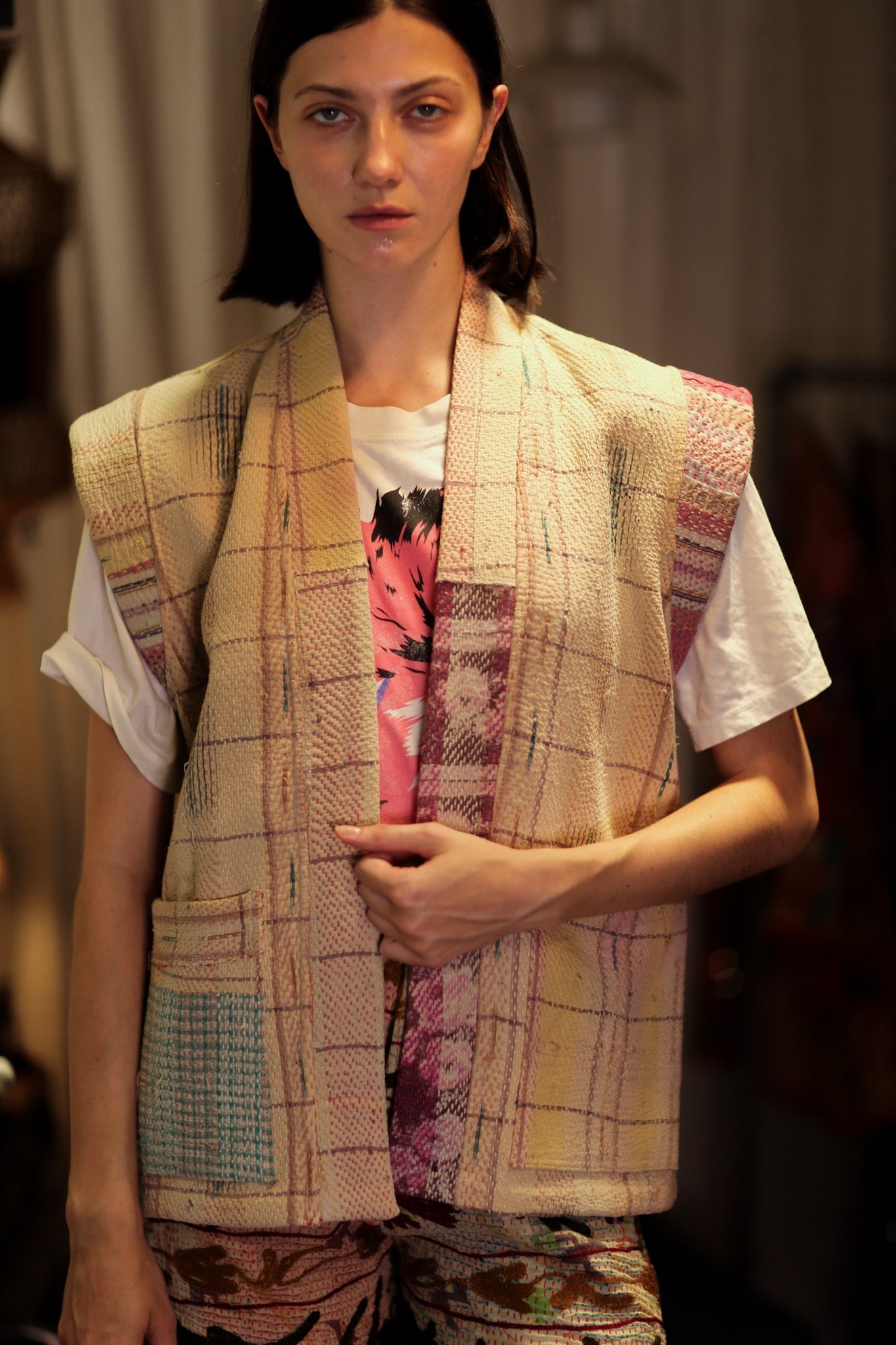 KANTHA GILET BANANA CHECKS - BANGKOK TAILOR CLOTHING STORE - HANDMADE CLOTHING