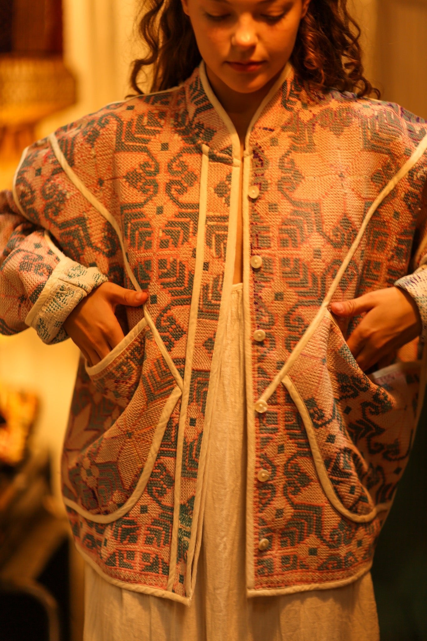 KANTHA PINK KANDA JACKET - BANGKOK TAILOR CLOTHING STORE - HANDMADE CLOTHING