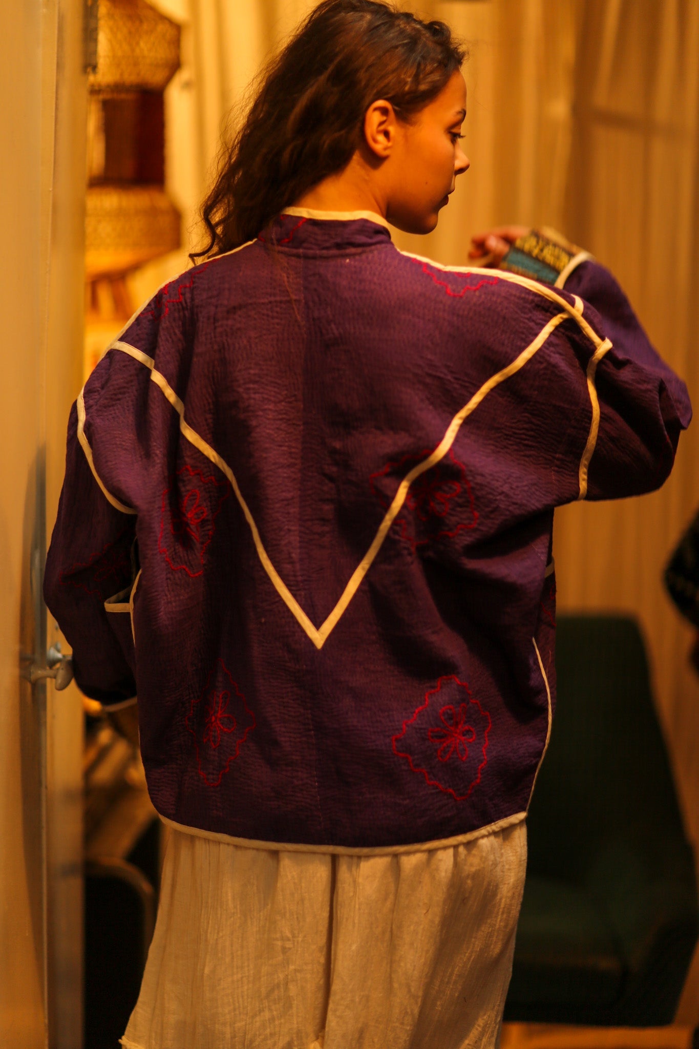 KANTHA PURPLE VENDOR JACKET - BANGKOK TAILOR CLOTHING STORE - HANDMADE CLOTHING