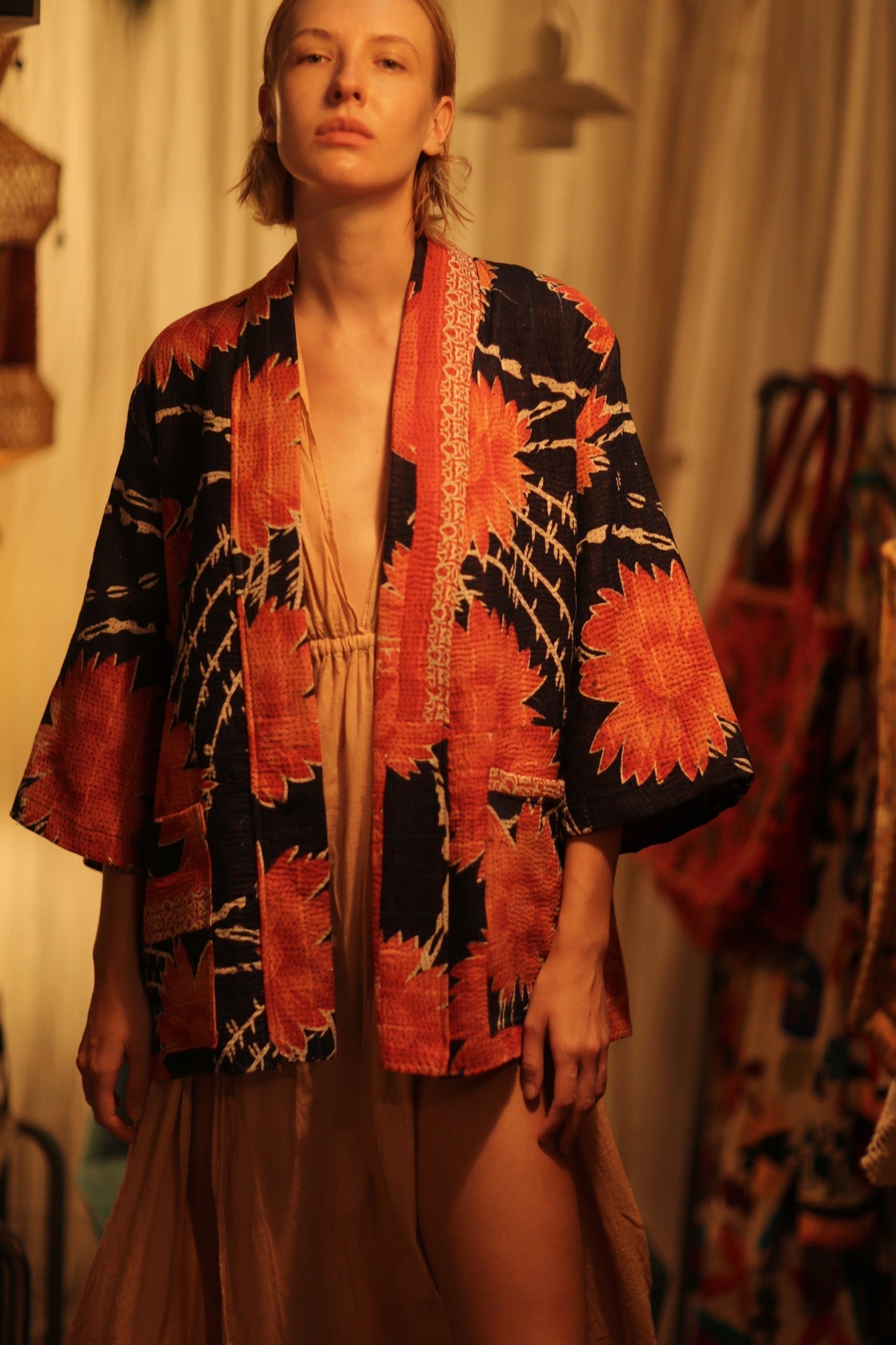 KANTHA SHORT KIMONO RUBYIN - BANGKOK TAILOR CLOTHING STORE - HANDMADE CLOTHING