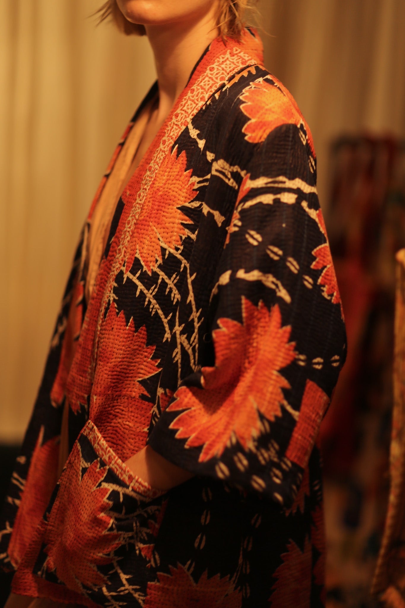 KANTHA SHORT KIMONO RUBYIN - BANGKOK TAILOR CLOTHING STORE - HANDMADE CLOTHING