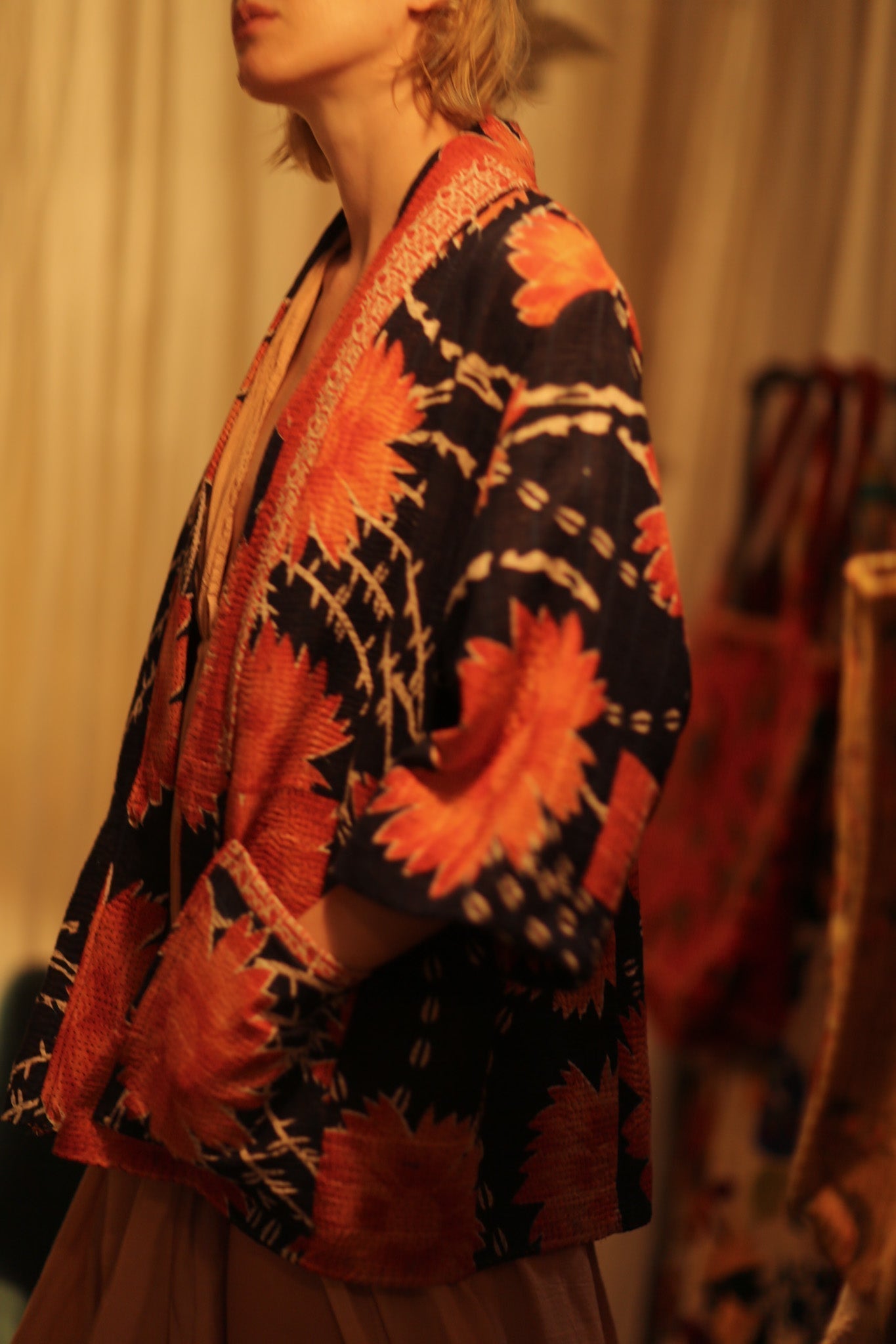 KANTHA SHORT KIMONO RUBYIN - BANGKOK TAILOR CLOTHING STORE - HANDMADE CLOTHING