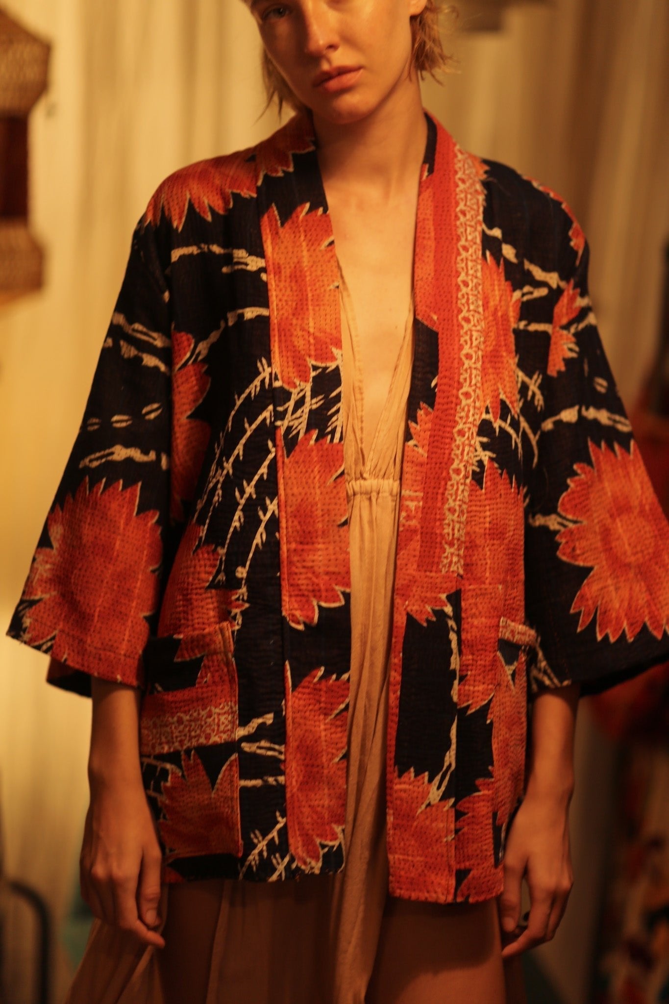 KANTHA SHORT KIMONO RUBYIN - BANGKOK TAILOR CLOTHING STORE - HANDMADE CLOTHING