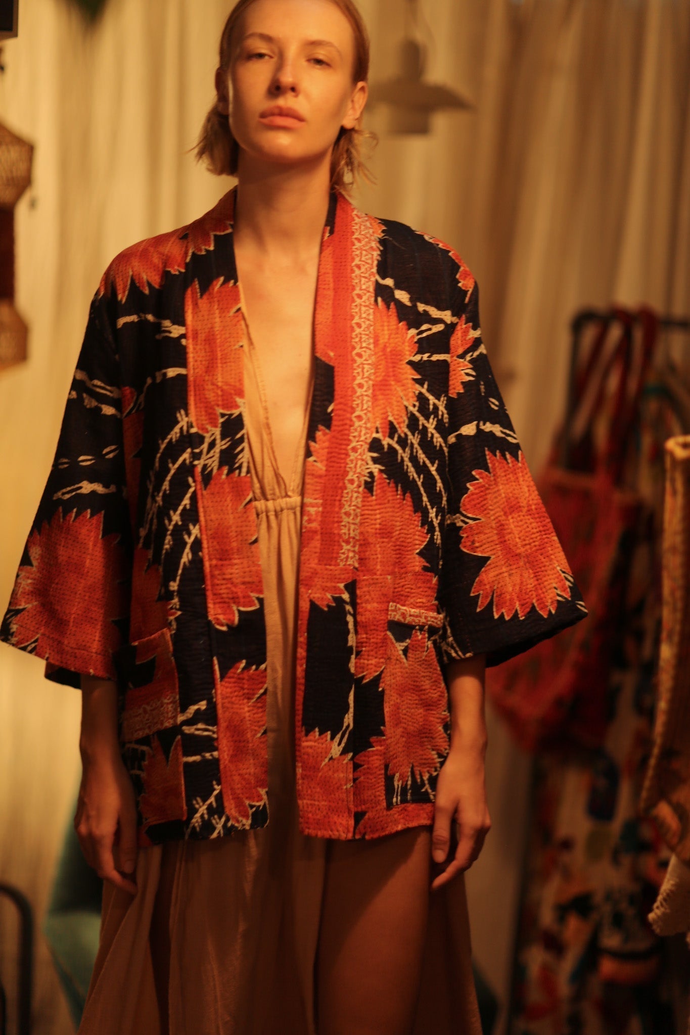 KANTHA SHORT KIMONO RUBYIN - BANGKOK TAILOR CLOTHING STORE - HANDMADE CLOTHING