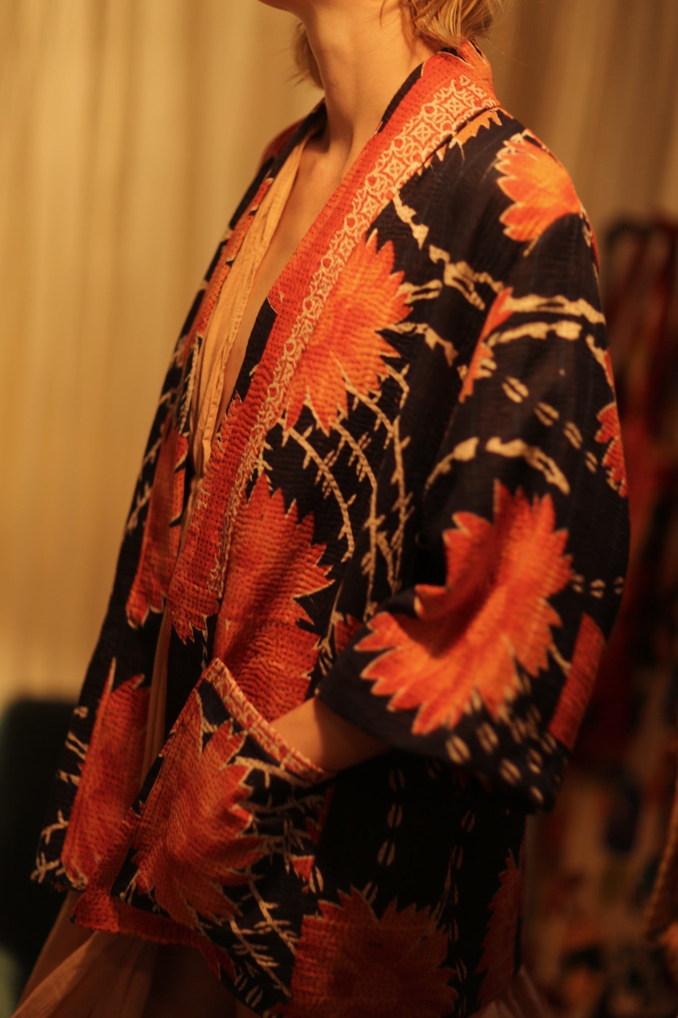 KANTHA SHORT KIMONO RUBYIN - BANGKOK TAILOR CLOTHING STORE - HANDMADE CLOTHING