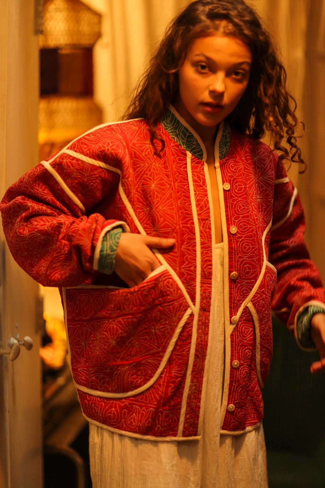 KANTHA WATERMELON JACKET - BANGKOK TAILOR CLOTHING STORE - HANDMADE CLOTHING