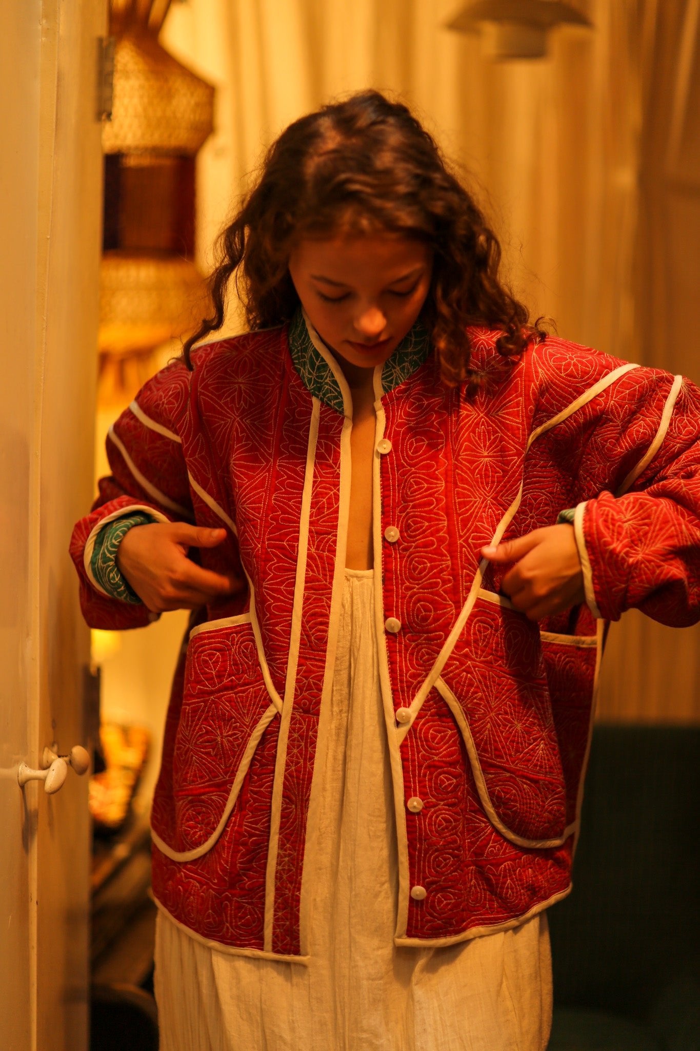 KANTHA WATERMELON JACKET - BANGKOK TAILOR CLOTHING STORE - HANDMADE CLOTHING
