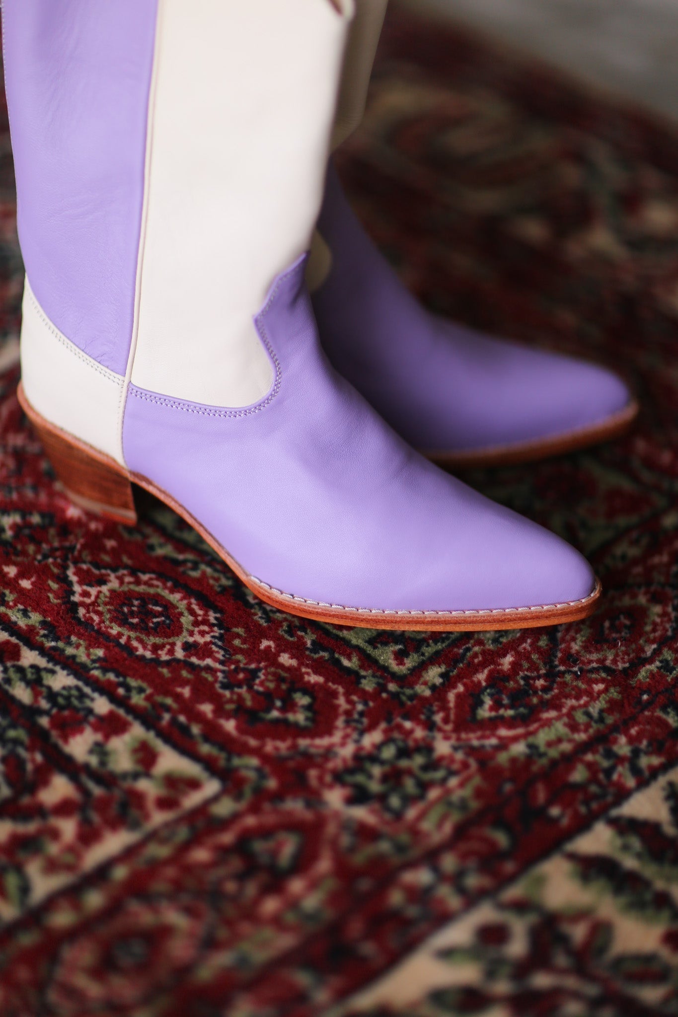 LAVENDER CREAM WESTERN BOOTS GUSTAV - BANGKOK TAILOR CLOTHING STORE - HANDMADE CLOTHING
