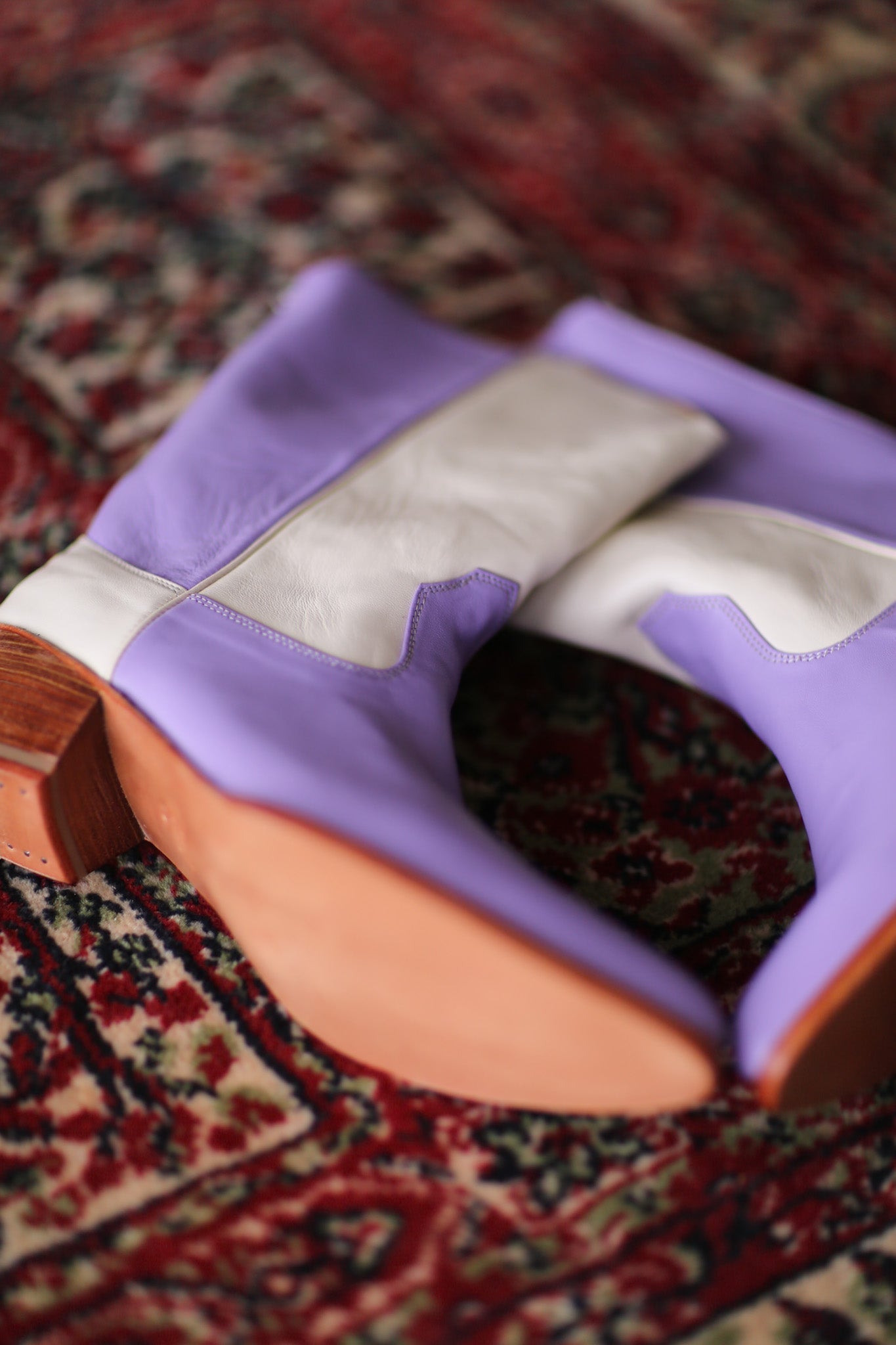 LAVENDER CREAM WESTERN BOOTS GUSTAV - BANGKOK TAILOR CLOTHING STORE - HANDMADE CLOTHING