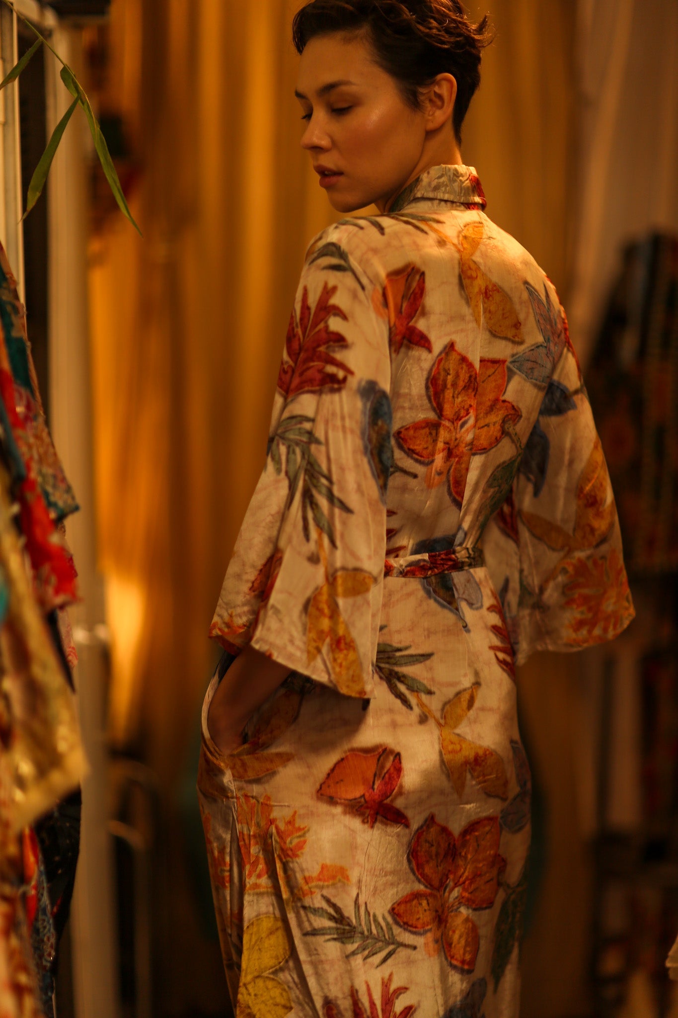 LEAF PRINTED BOTTOM DRESS - BANGKOK TAILOR CLOTHING STORE - HANDMADE CLOTHING