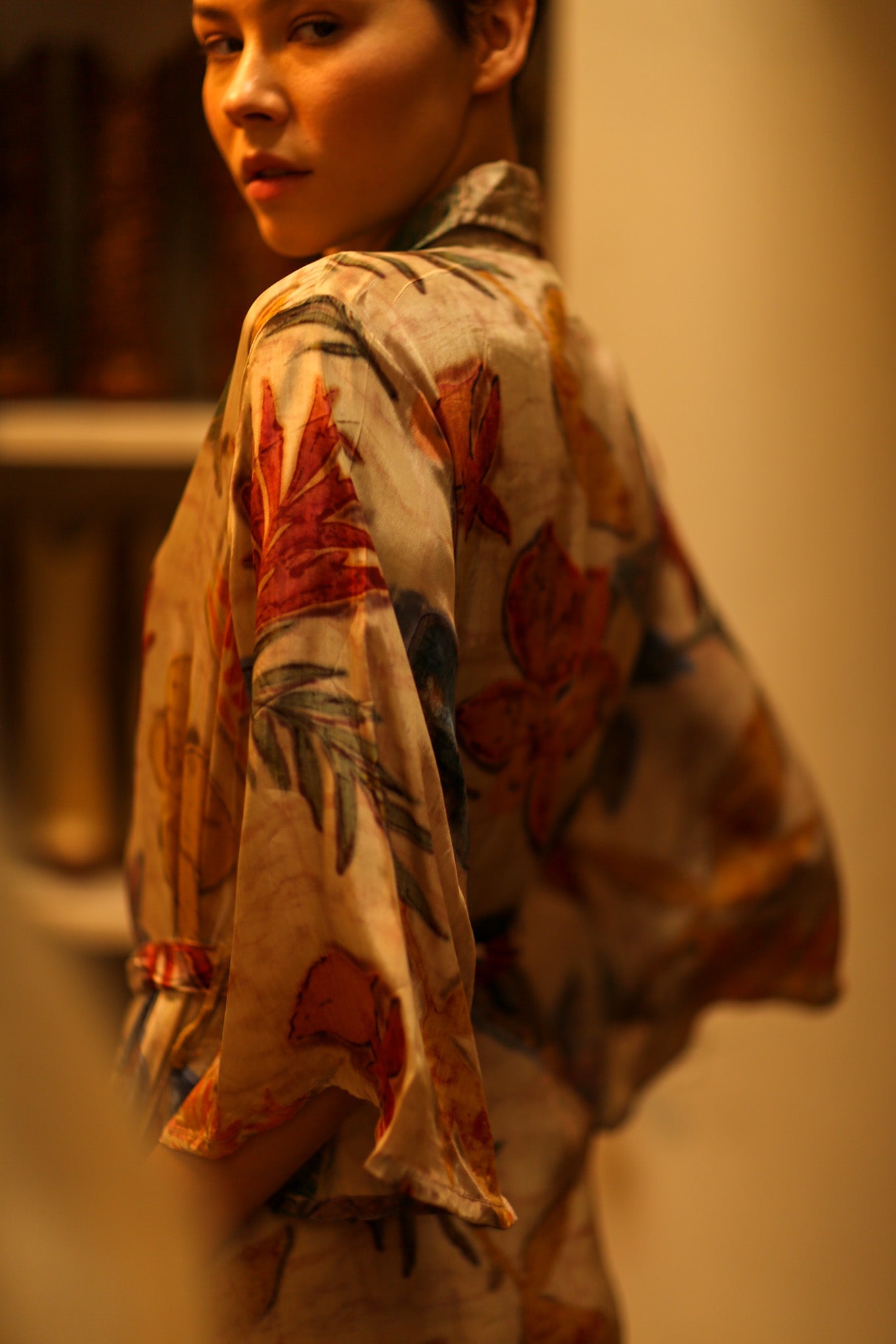 LEAF PRINTED BOTTOM DRESS - BANGKOK TAILOR CLOTHING STORE - HANDMADE CLOTHING