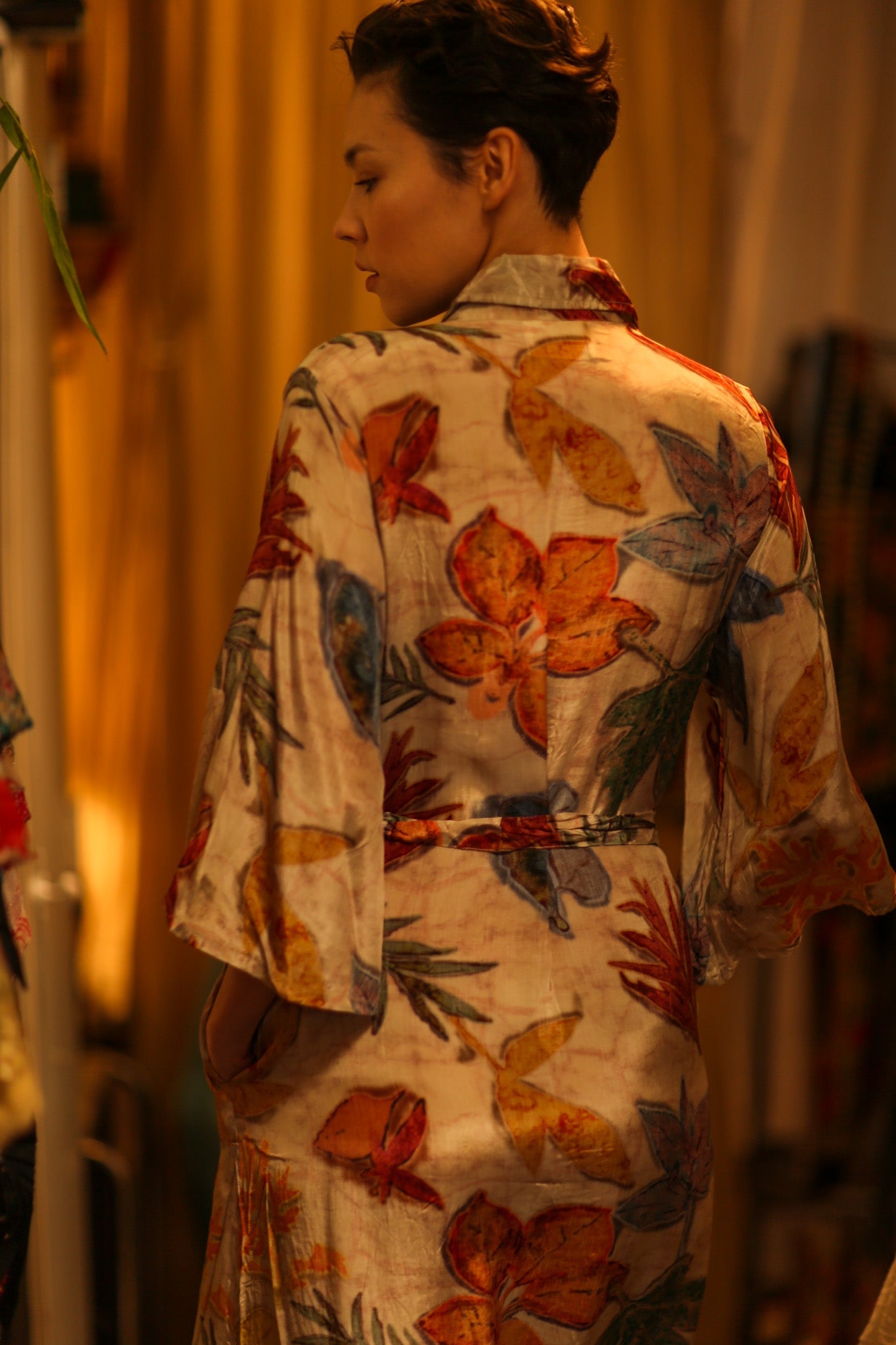 LEAF PRINTED BOTTOM DRESS - BANGKOK TAILOR CLOTHING STORE - HANDMADE CLOTHING