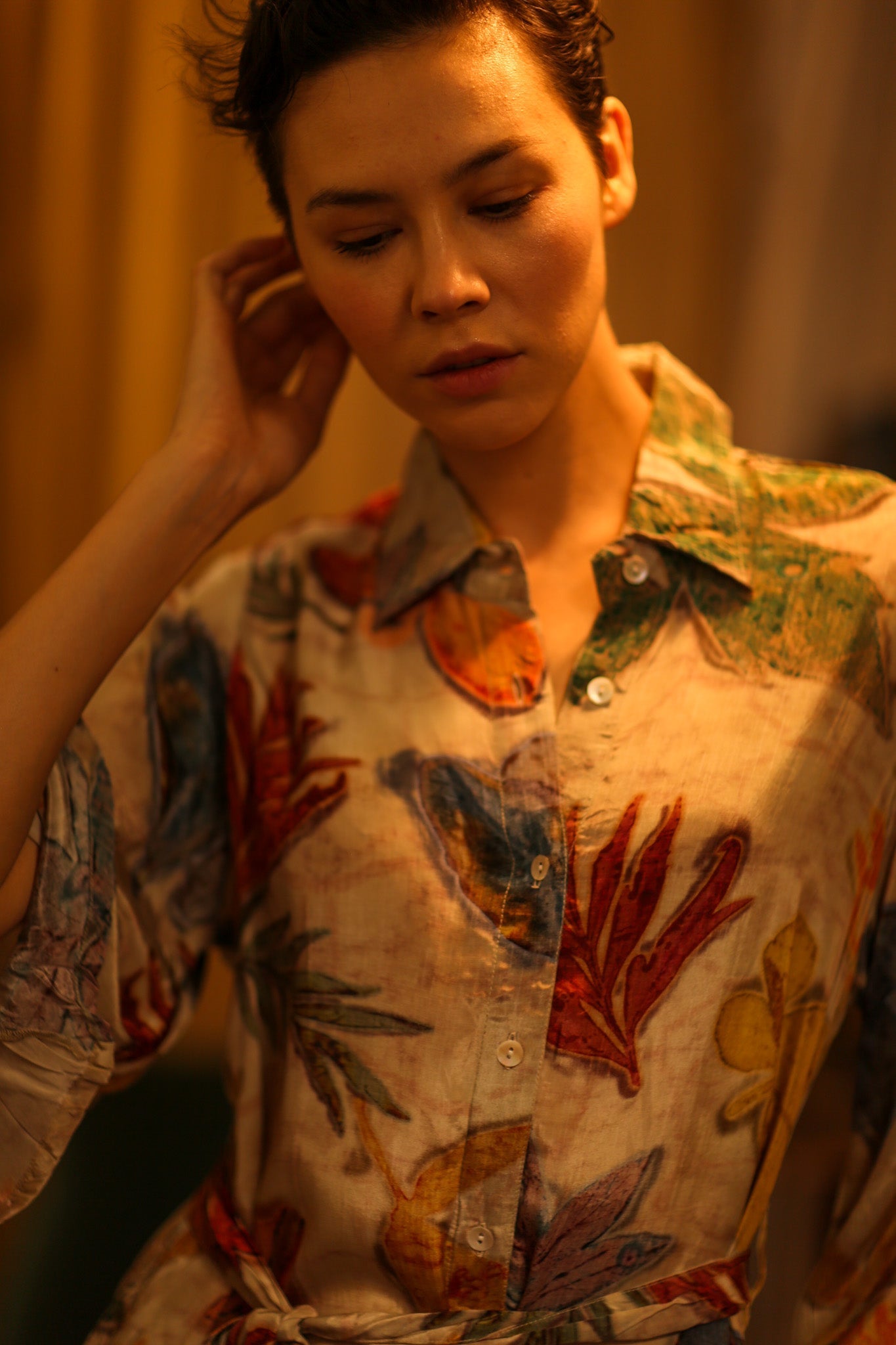 LEAF PRINTED BOTTOM DRESS - BANGKOK TAILOR CLOTHING STORE - HANDMADE CLOTHING