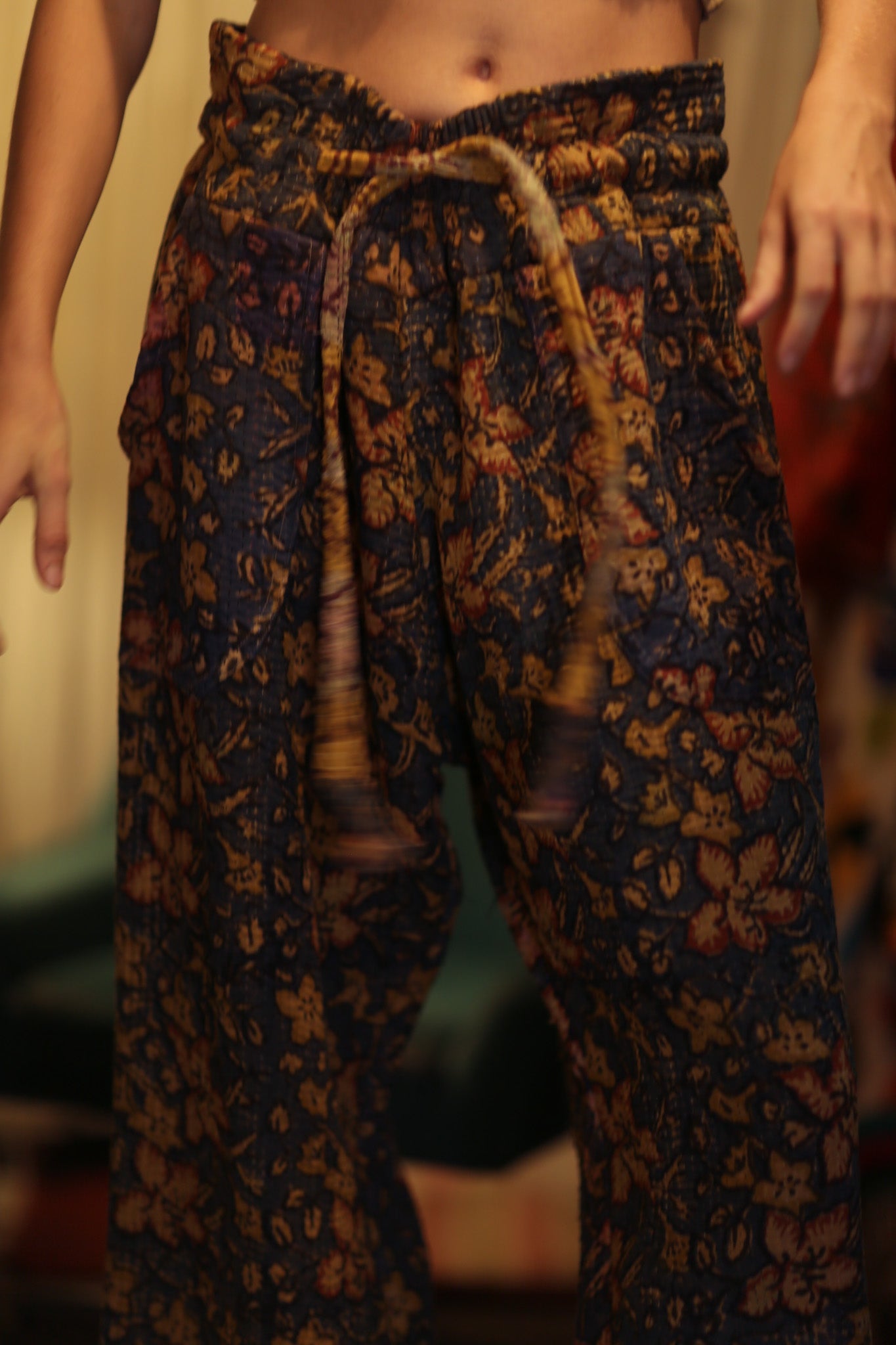 LENA KANTHA TROUSERS BLUE AND BEIJE - BANGKOK TAILOR CLOTHING STORE - HANDMADE CLOTHING