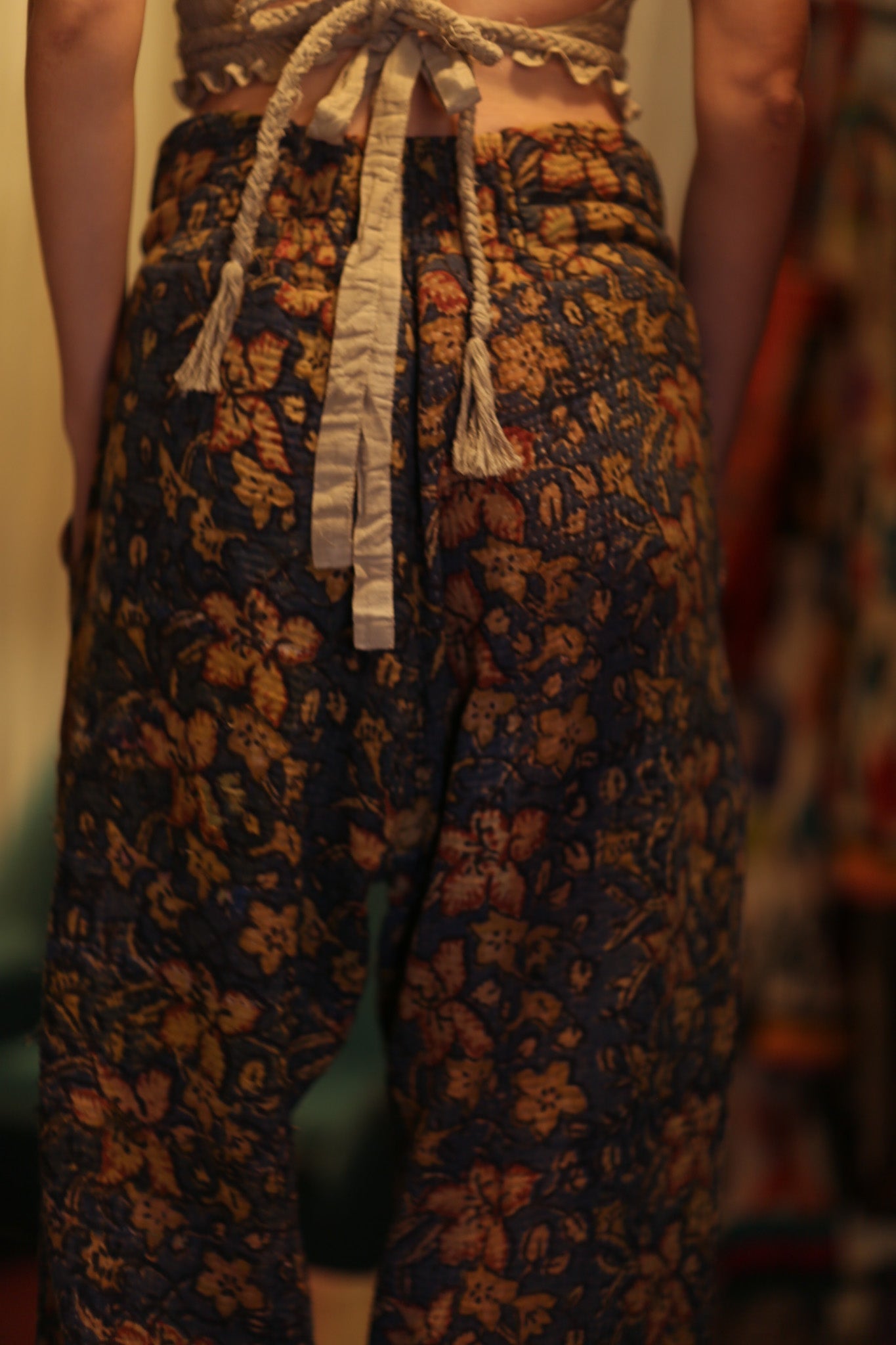 LENA KANTHA TROUSERS BLUE AND BEIJE - BANGKOK TAILOR CLOTHING STORE - HANDMADE CLOTHING