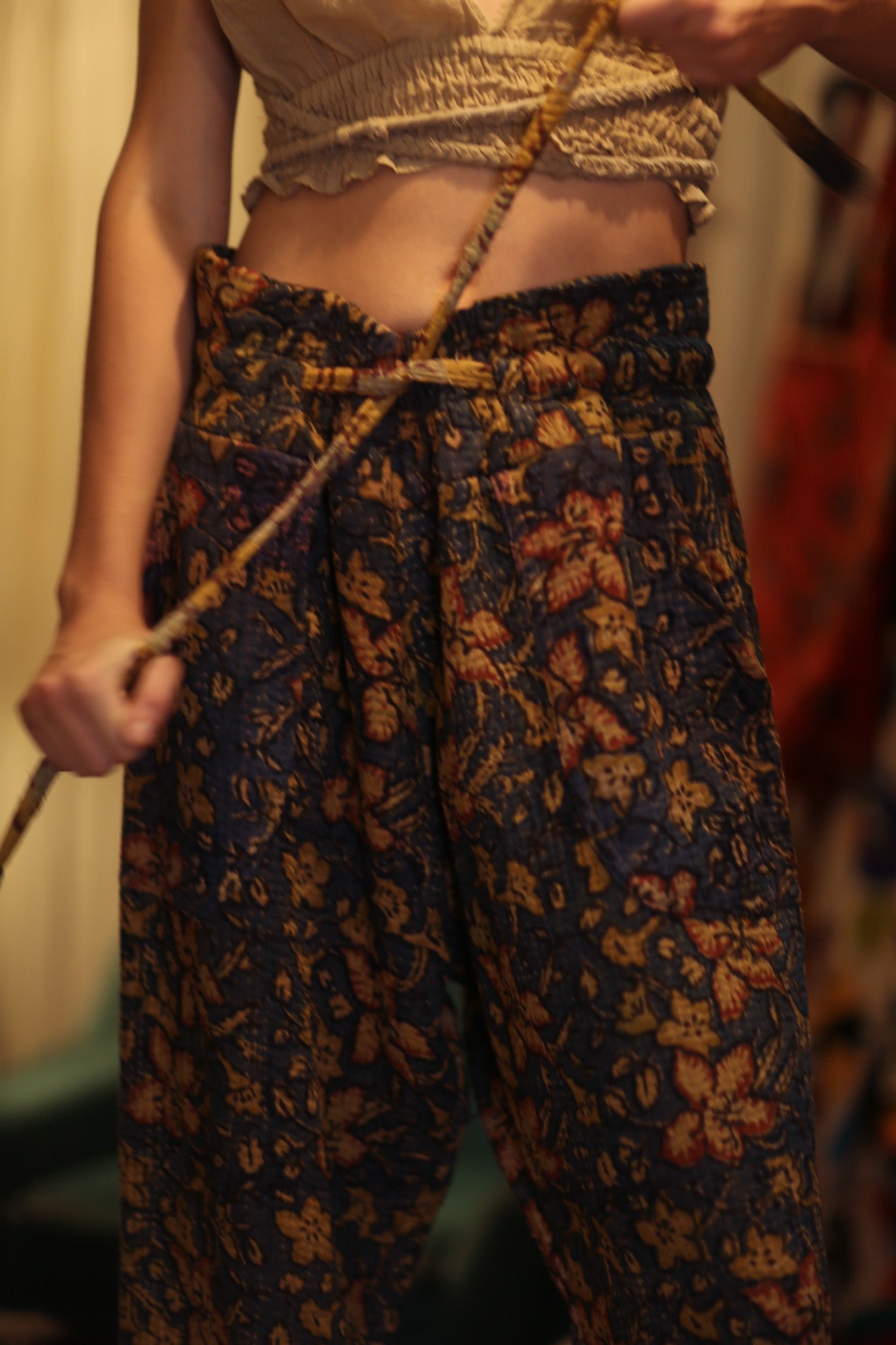 LENA KANTHA TROUSERS BLUE AND BEIJE - BANGKOK TAILOR CLOTHING STORE - HANDMADE CLOTHING