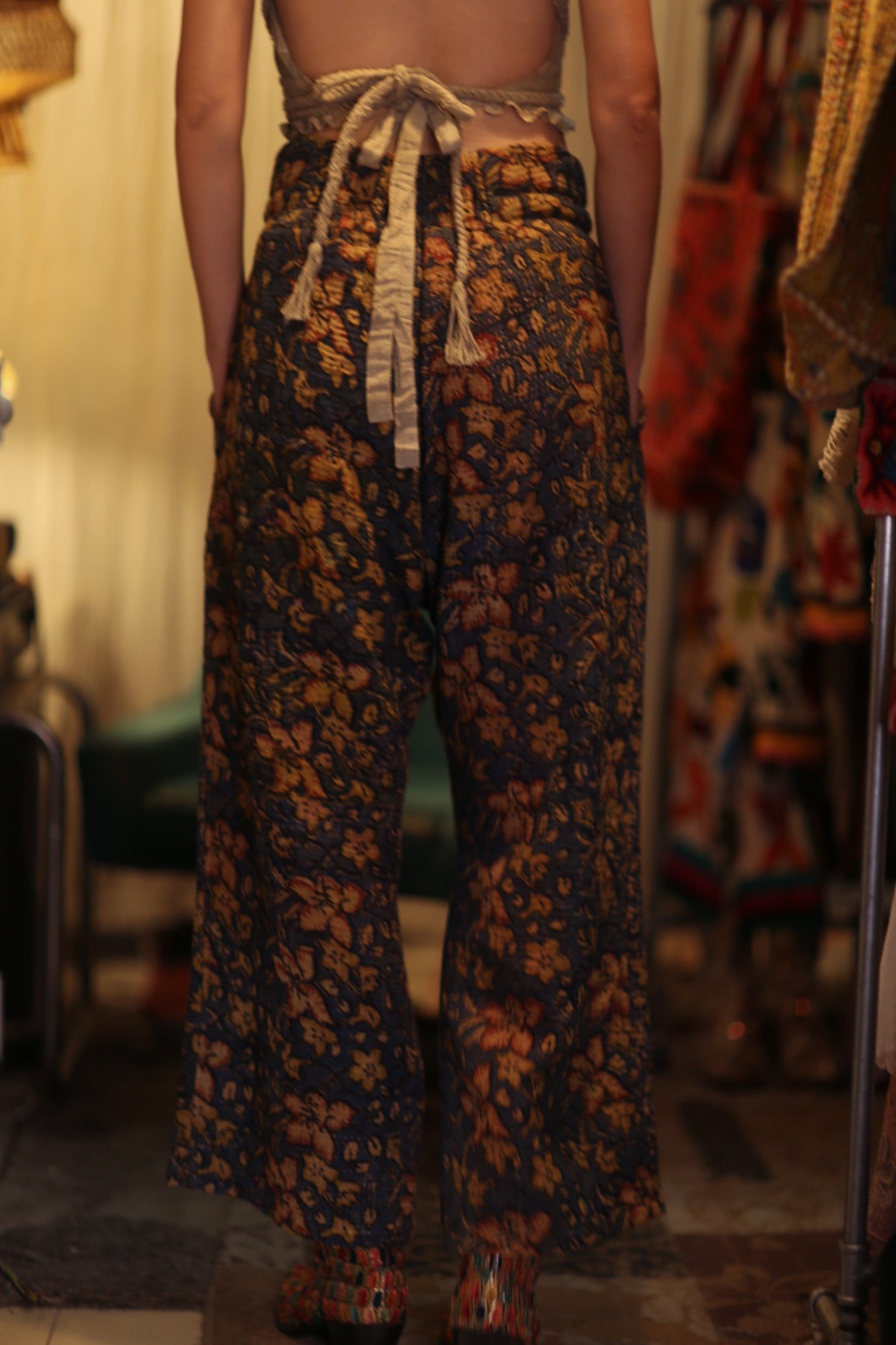 LENA KANTHA TROUSERS BLUE AND BEIJE - BANGKOK TAILOR CLOTHING STORE - HANDMADE CLOTHING