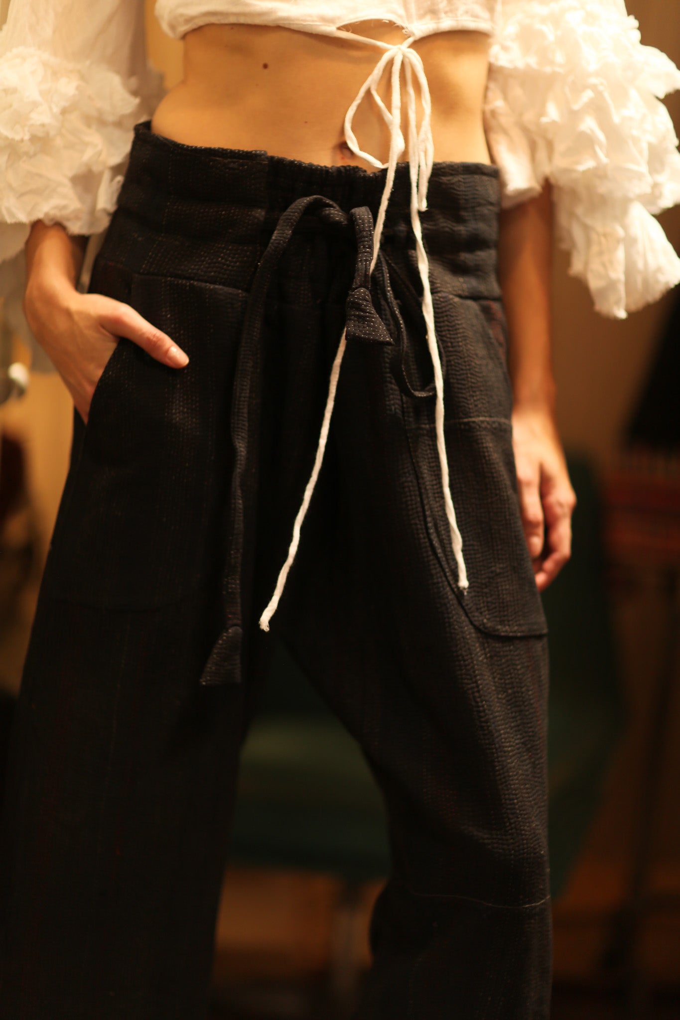 LENA KANTHA TROUSERS CHARCOAL - BANGKOK TAILOR CLOTHING STORE - HANDMADE CLOTHING