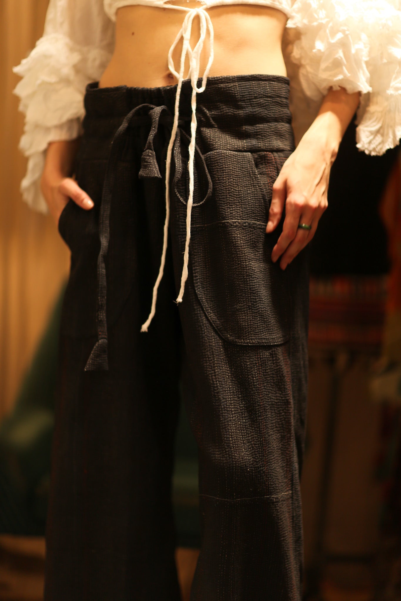 LENA KANTHA TROUSERS CHARCOAL - BANGKOK TAILOR CLOTHING STORE - HANDMADE CLOTHING