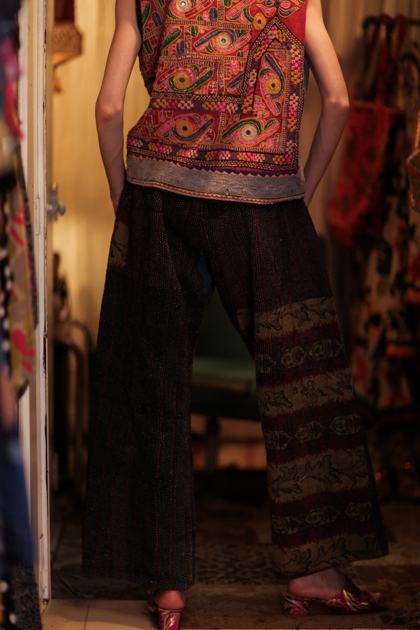 LENA KANTHA TROUSERS DARK BLUE - BANGKOK TAILOR CLOTHING STORE - HANDMADE CLOTHING