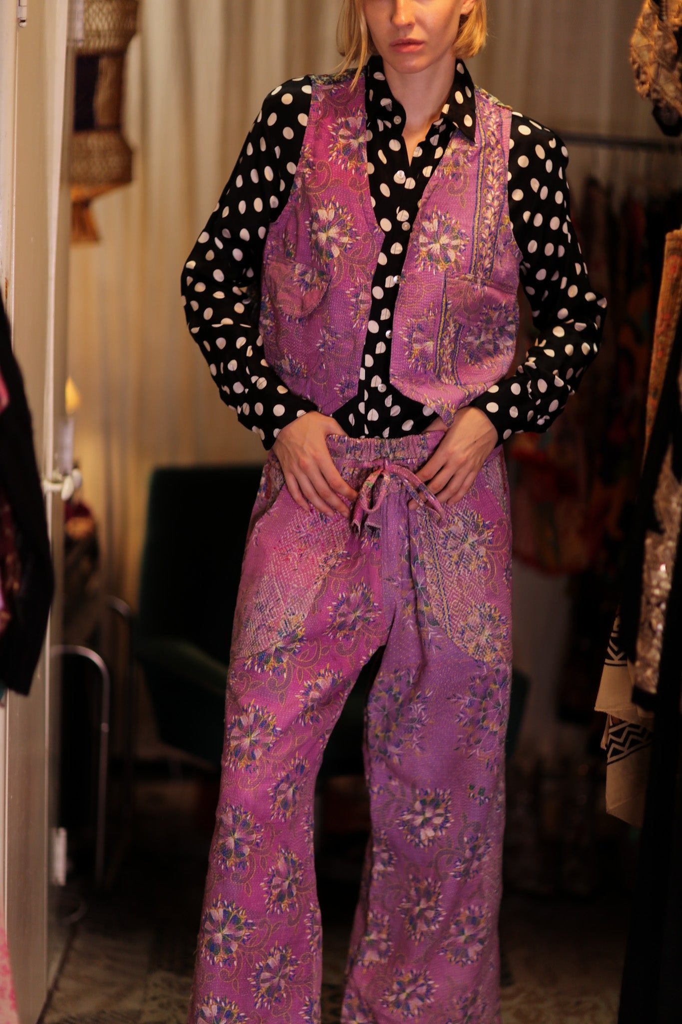 LENA KANTHA TROUSERS LAVENDER FIELD - BANGKOK TAILOR CLOTHING STORE - HANDMADE CLOTHING