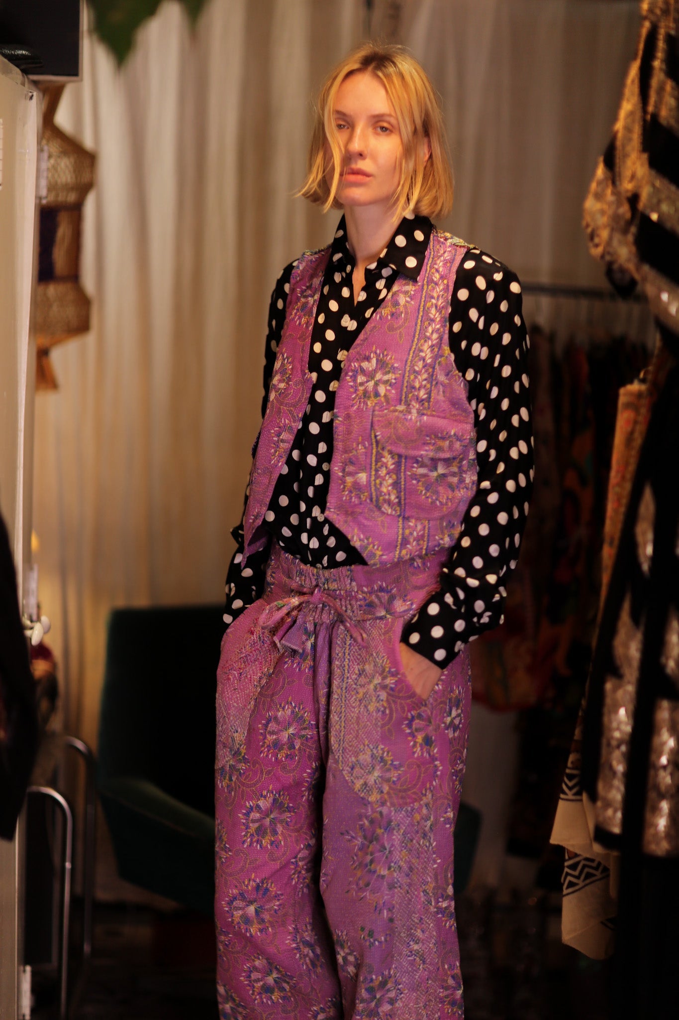 LENA KANTHA TROUSERS LAVENDER FIELD - BANGKOK TAILOR CLOTHING STORE - HANDMADE CLOTHING