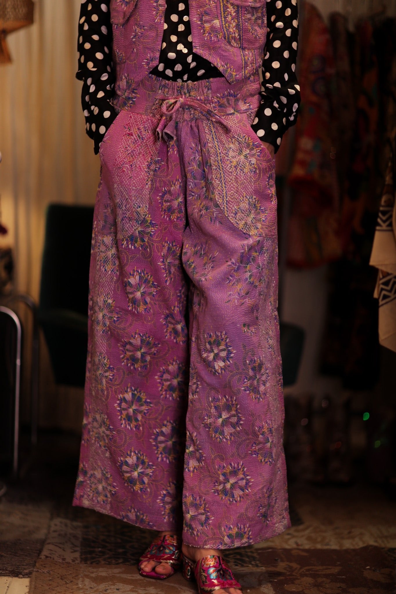 LENA KANTHA TROUSERS LAVENDER FIELD - BANGKOK TAILOR CLOTHING STORE - HANDMADE CLOTHING