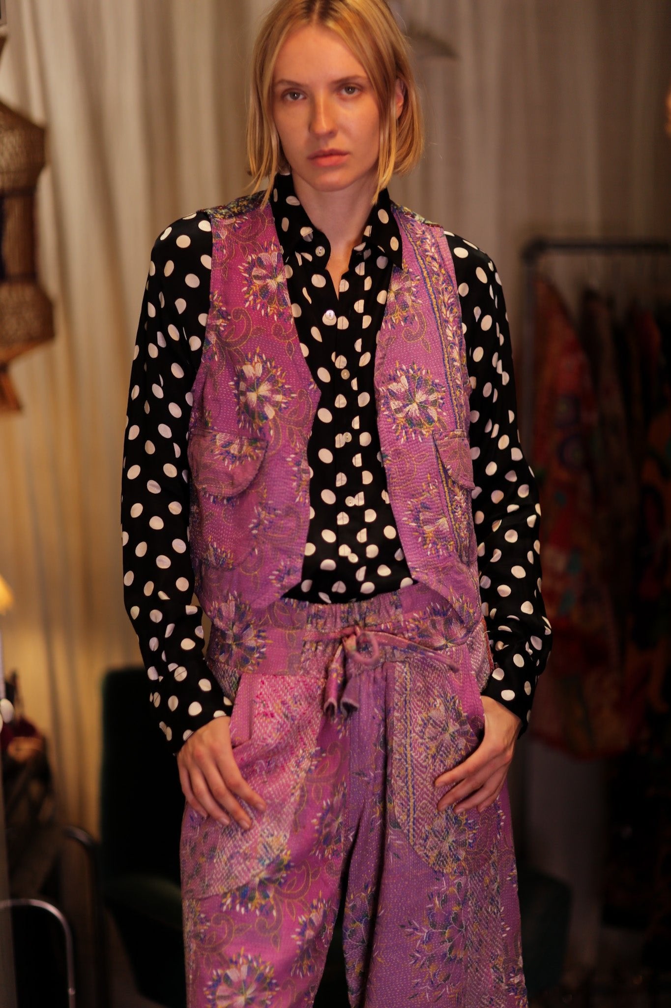 LENA KANTHA TROUSERS LAVENDER FIELD - BANGKOK TAILOR CLOTHING STORE - HANDMADE CLOTHING