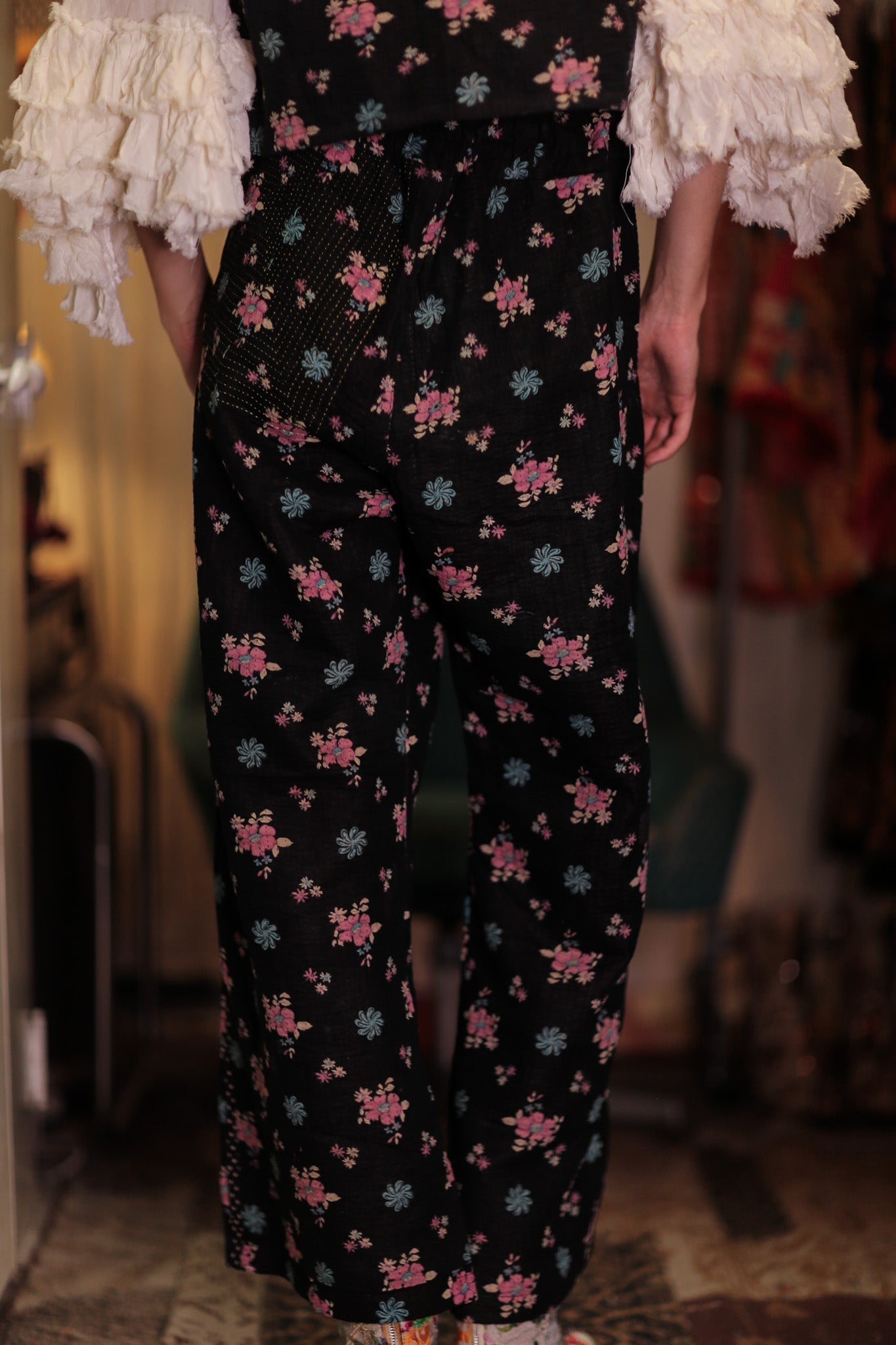 LENA KANTHA TROUSERS MINI BOUQUET - BANGKOK TAILOR CLOTHING STORE - HANDMADE CLOTHING