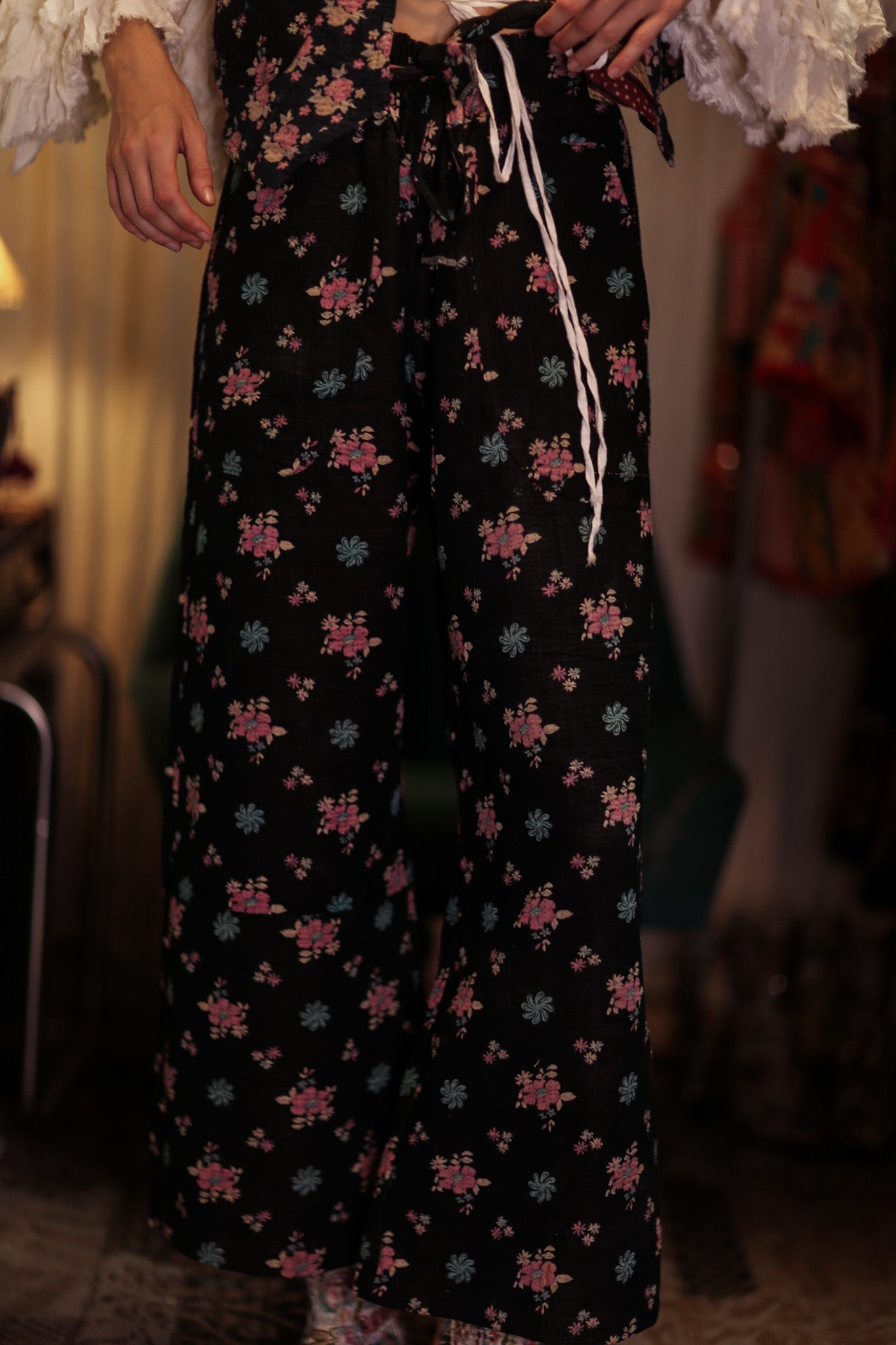 LENA KANTHA TROUSERS MINI BOUQUET - BANGKOK TAILOR CLOTHING STORE - HANDMADE CLOTHING