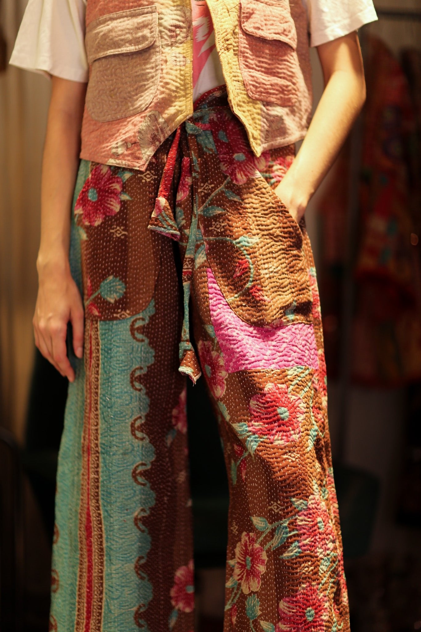 LENA KANTHA TROUSERS MINT CHOCOLATE - BANGKOK TAILOR CLOTHING STORE - HANDMADE CLOTHING
