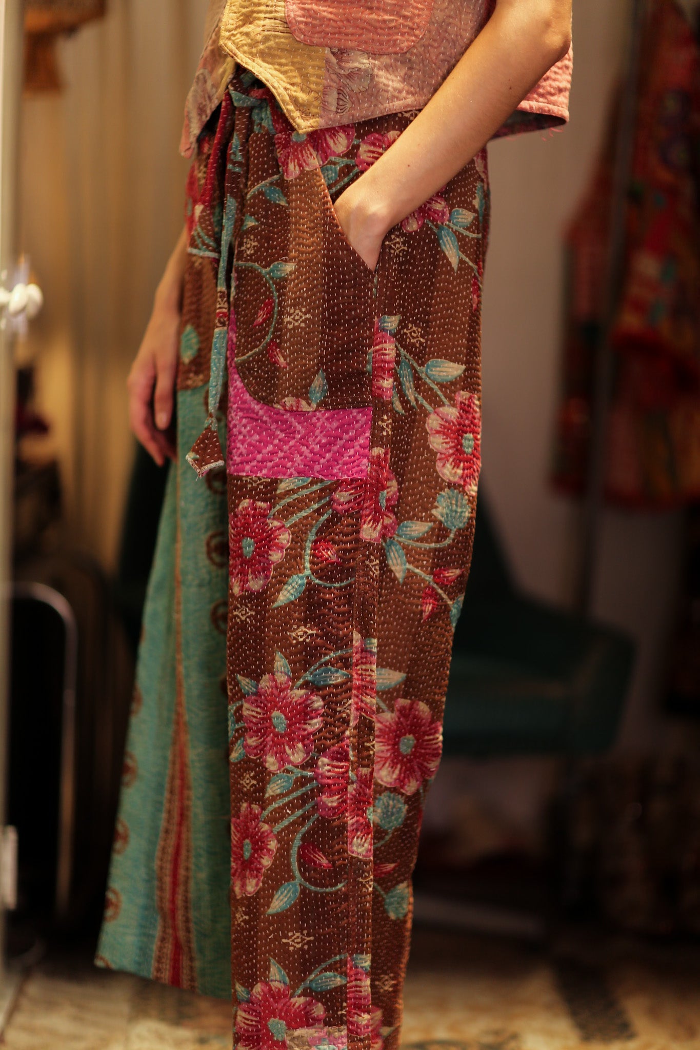 LENA KANTHA TROUSERS MINT CHOCOLATE - BANGKOK TAILOR CLOTHING STORE - HANDMADE CLOTHING