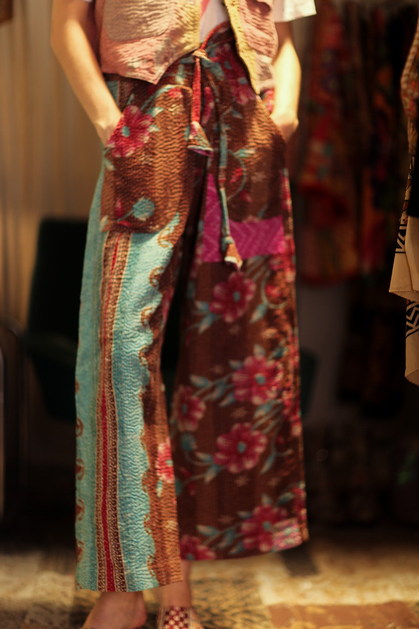 LENA KANTHA TROUSERS MINT CHOCOLATE - BANGKOK TAILOR CLOTHING STORE - HANDMADE CLOTHING