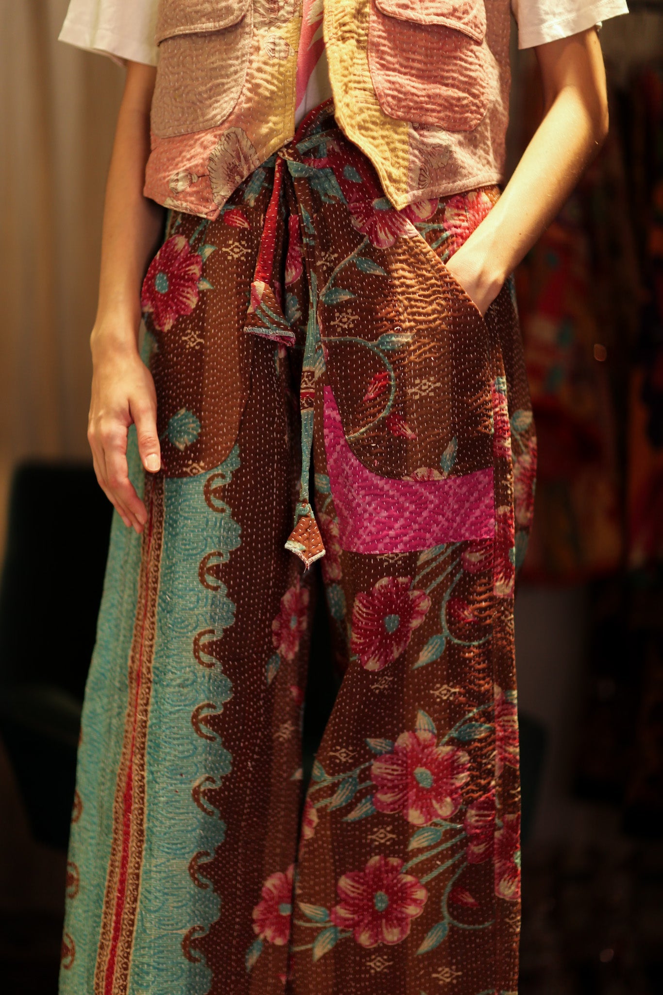 LENA KANTHA TROUSERS MINT CHOCOLATE - BANGKOK TAILOR CLOTHING STORE - HANDMADE CLOTHING