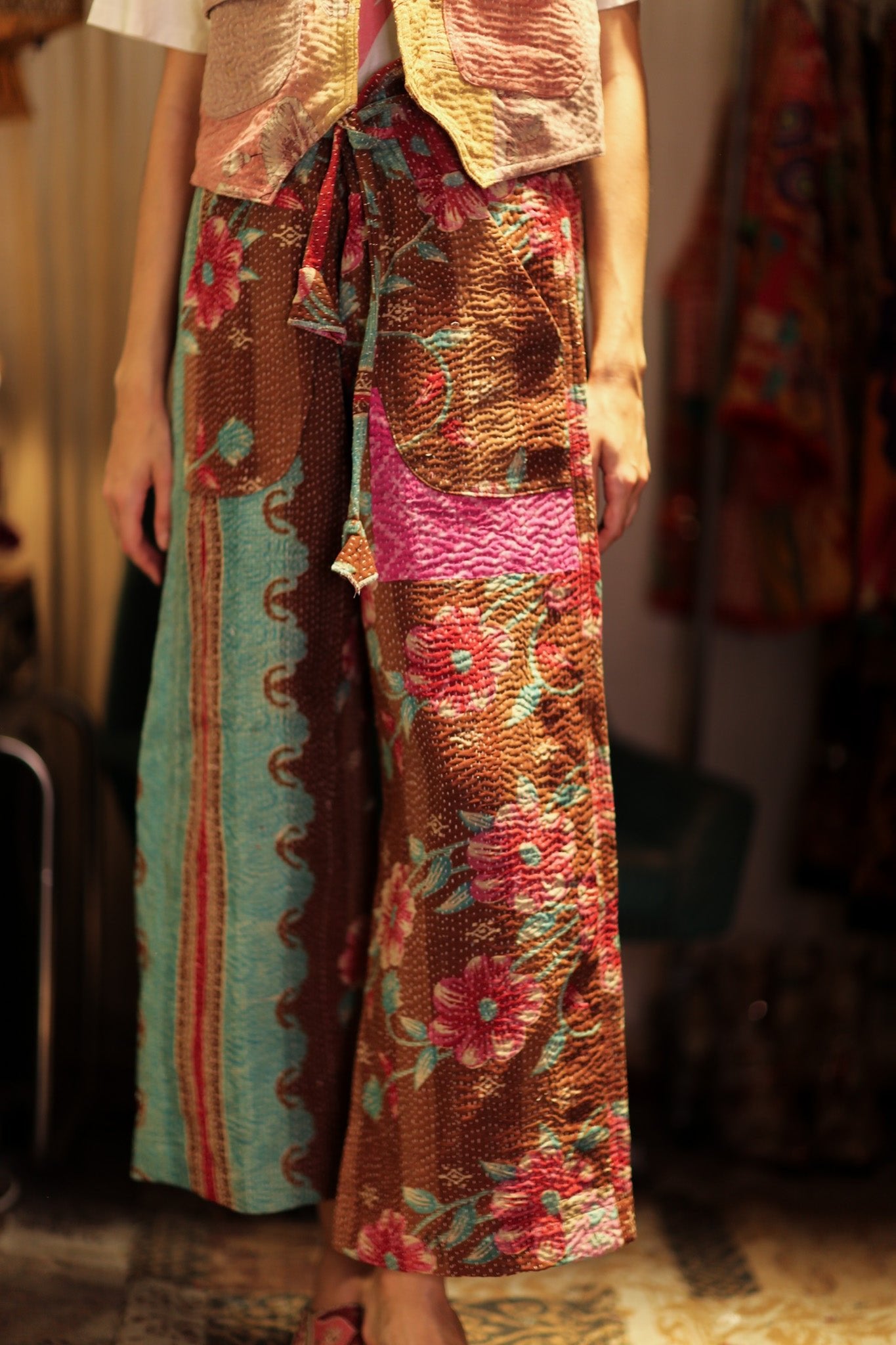 LENA KANTHA TROUSERS MINT CHOCOLATE - BANGKOK TAILOR CLOTHING STORE - HANDMADE CLOTHING