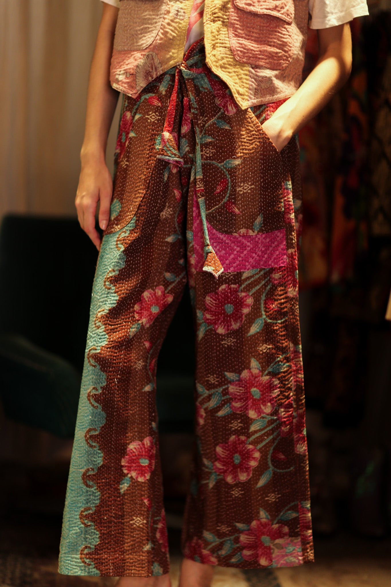LENA KANTHA TROUSERS MINT CHOCOLATE - BANGKOK TAILOR CLOTHING STORE - HANDMADE CLOTHING
