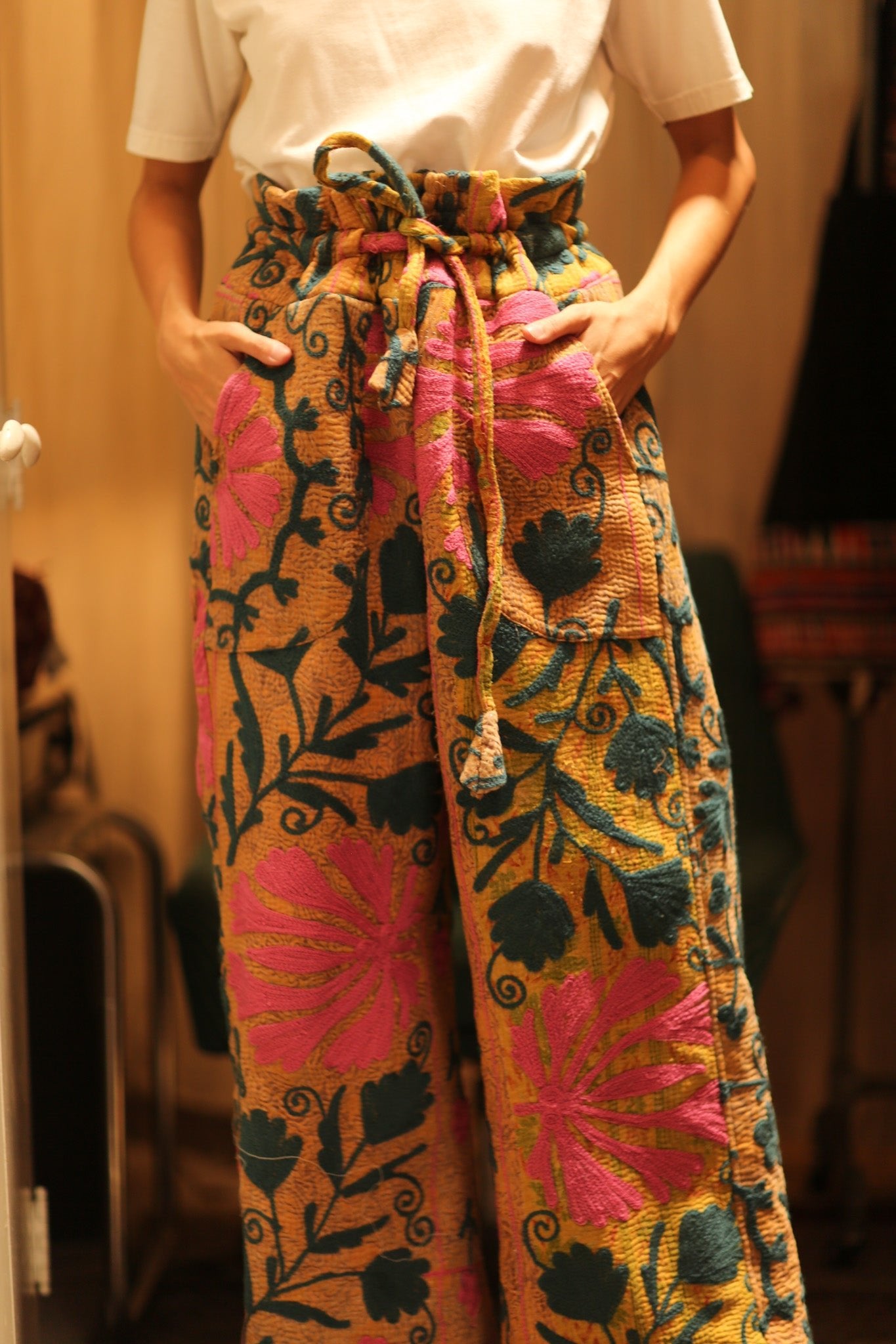 LENA KANTHA TROUSERS MUSTARD - BANGKOK TAILOR CLOTHING STORE - HANDMADE CLOTHING