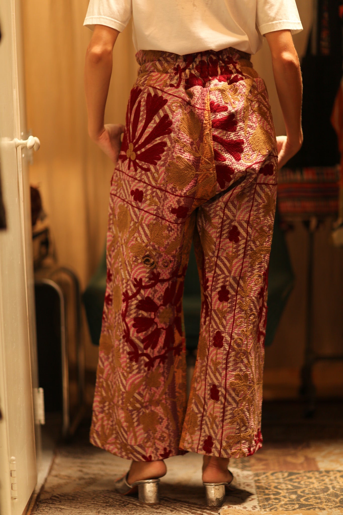 LENA KANTHA TROUSERS RED FLOWERS - BANGKOK TAILOR CLOTHING STORE - HANDMADE CLOTHING