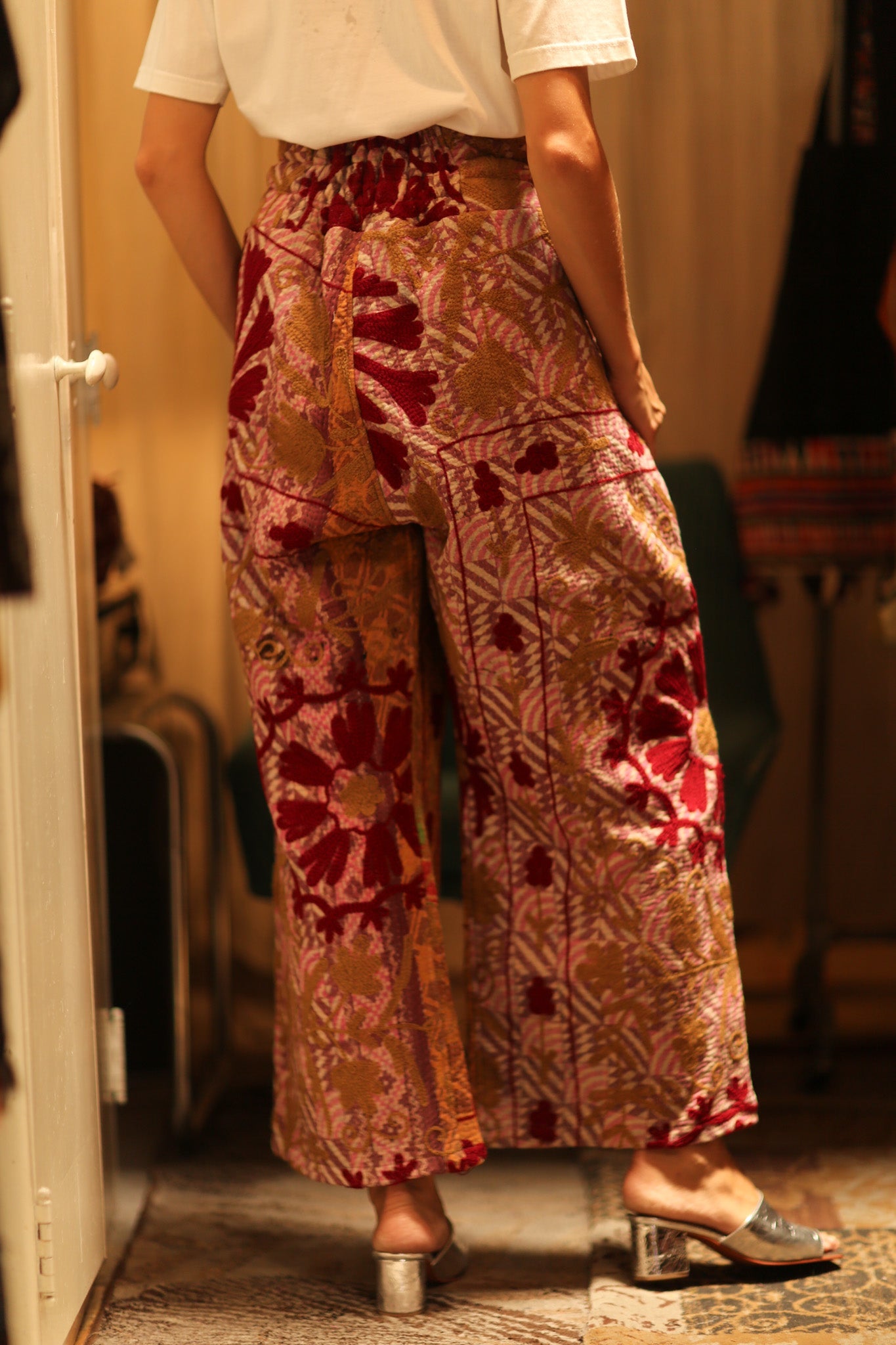 LENA KANTHA TROUSERS RED FLOWERS - BANGKOK TAILOR CLOTHING STORE - HANDMADE CLOTHING