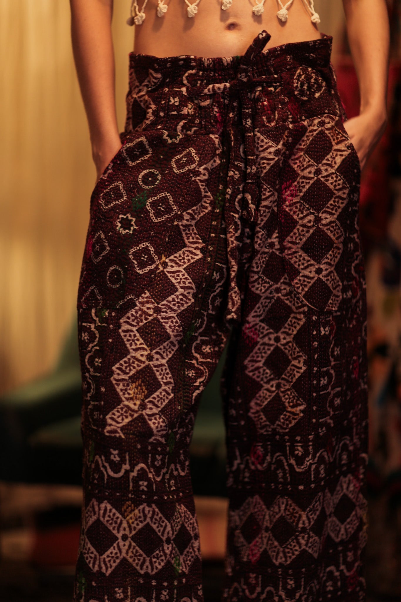 LENA KANTHA TROUSERS RED WINE - BANGKOK TAILOR CLOTHING STORE - HANDMADE CLOTHING