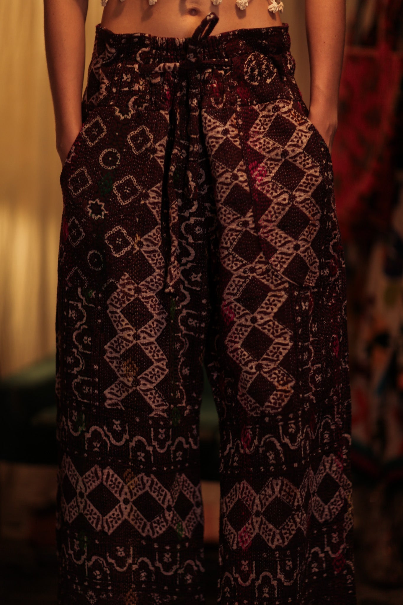 LENA KANTHA TROUSERS RED WINE - BANGKOK TAILOR CLOTHING STORE - HANDMADE CLOTHING