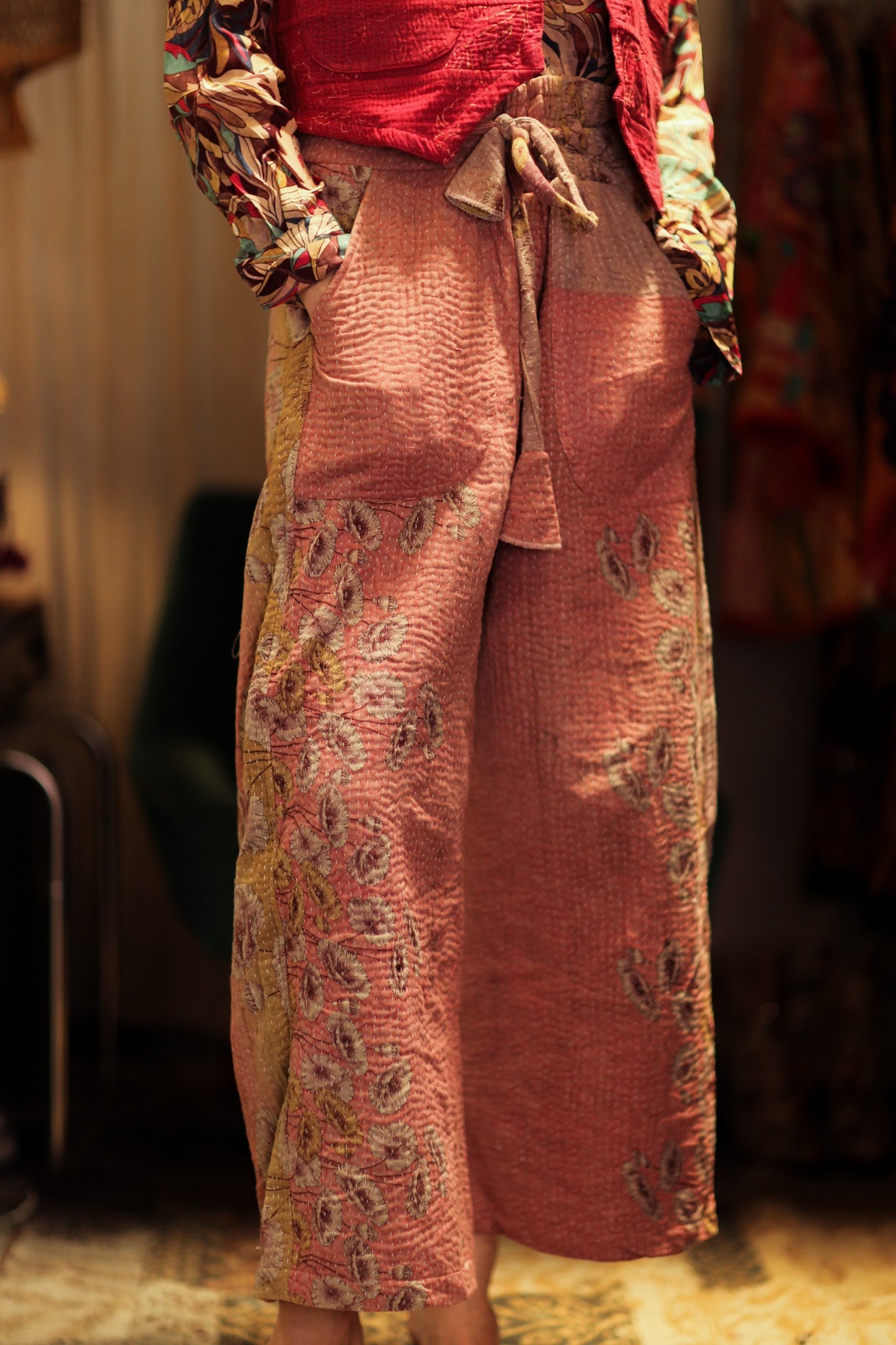 LENA KANTHA TROUSERS STRAWBERRY - BANGKOK TAILOR CLOTHING STORE - HANDMADE CLOTHING