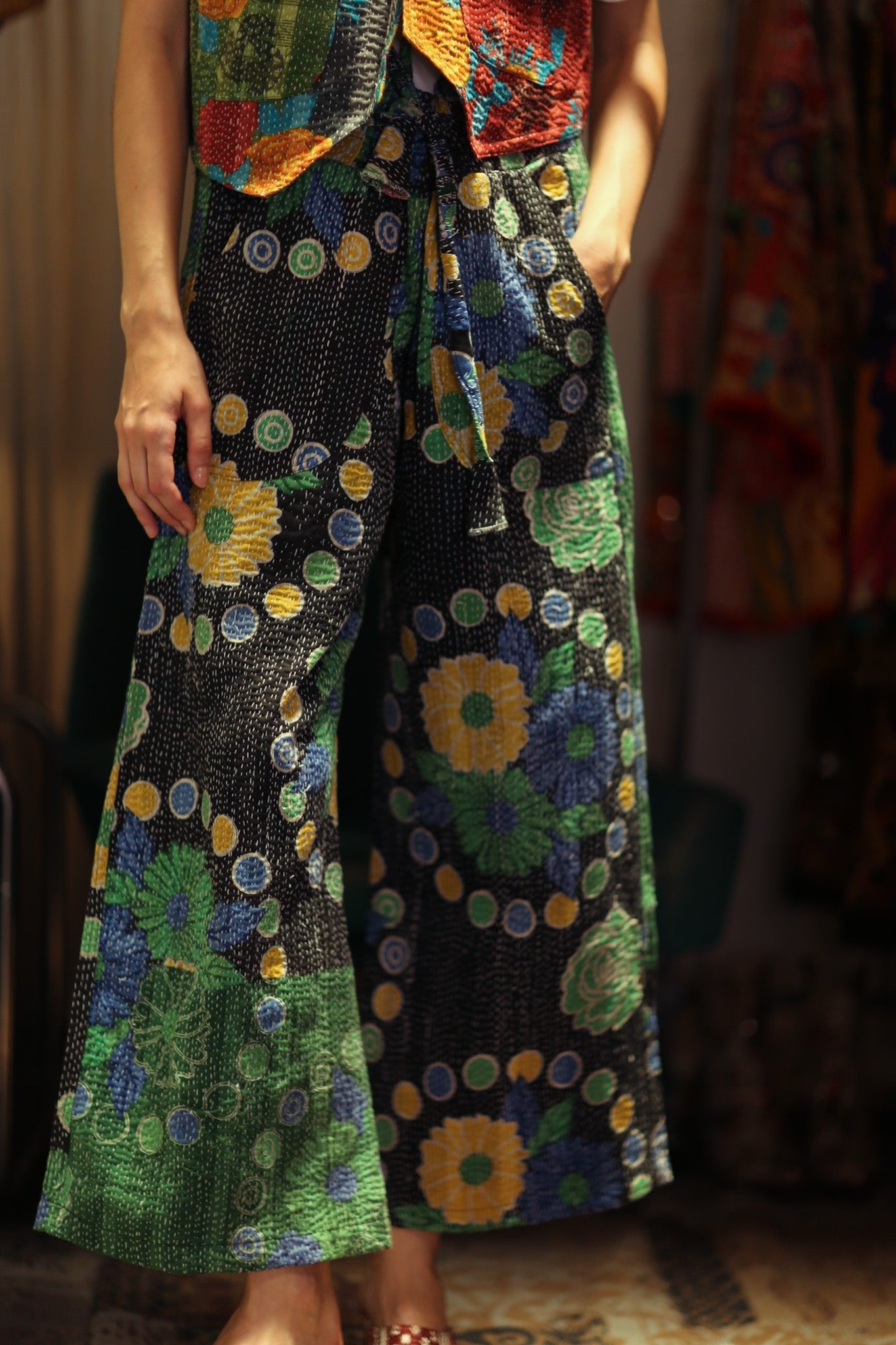 LENA KANTHA TROUSERS SUNFLOWER - BANGKOK TAILOR CLOTHING STORE - HANDMADE CLOTHING