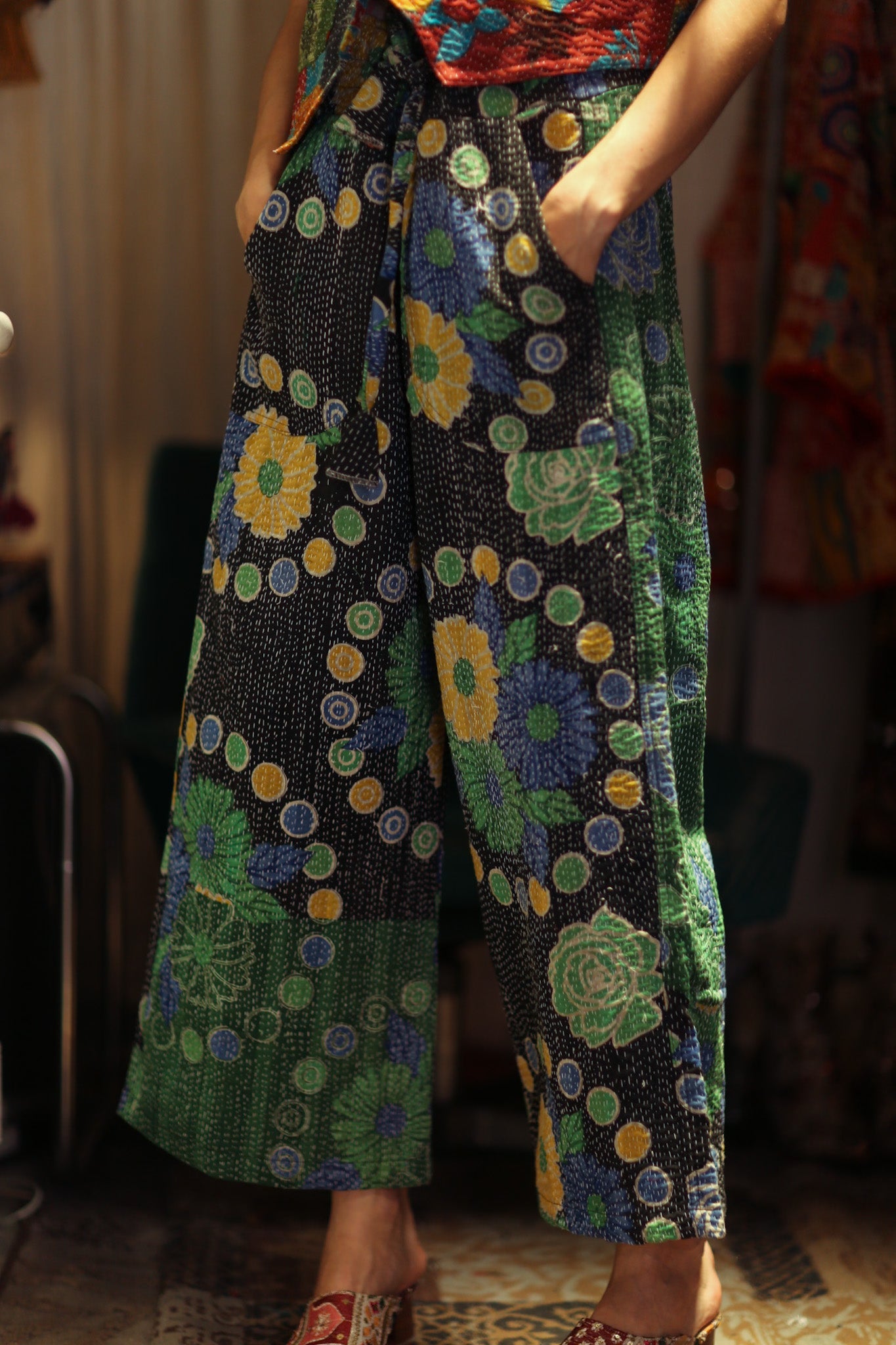 LENA KANTHA TROUSERS SUNFLOWER - BANGKOK TAILOR CLOTHING STORE - HANDMADE CLOTHING