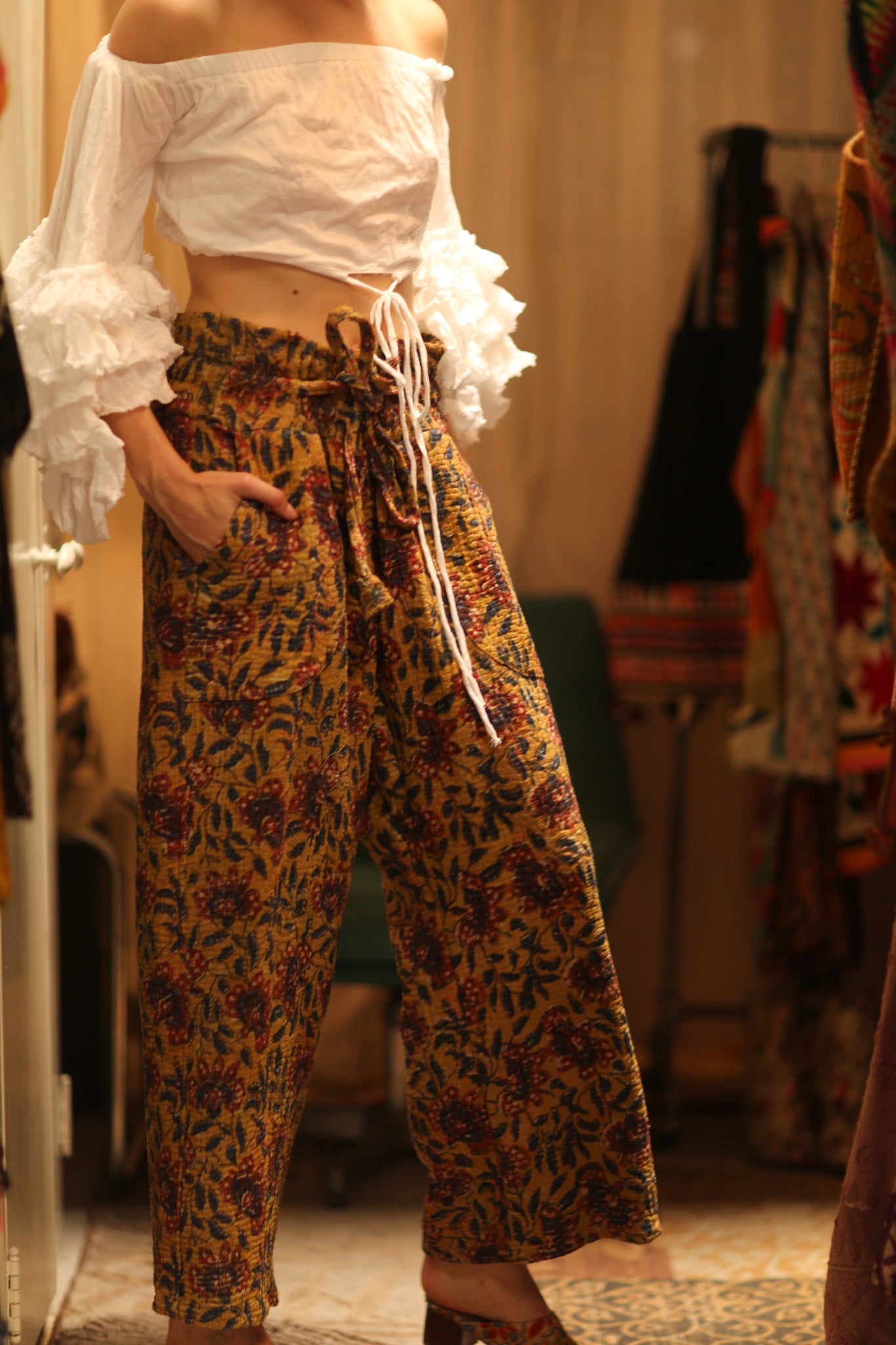 LENA KANTHA TROUSERS YELLOW - BANGKOK TAILOR CLOTHING STORE - HANDMADE CLOTHING