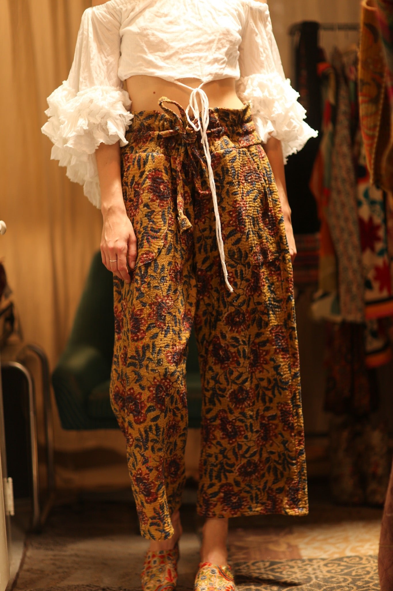 LENA KANTHA TROUSERS YELLOW - BANGKOK TAILOR CLOTHING STORE - HANDMADE CLOTHING