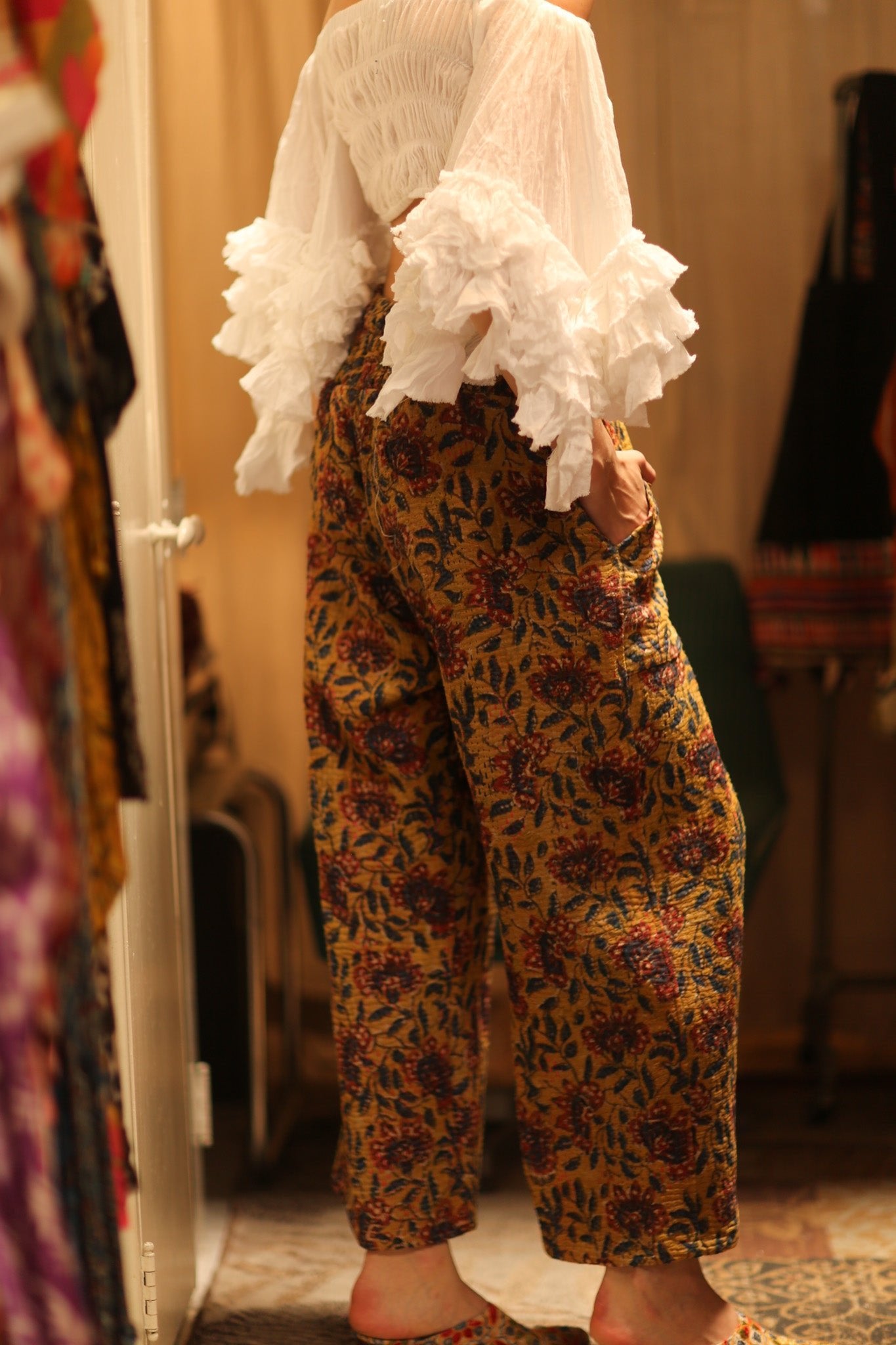 LENA KANTHA TROUSERS YELLOW - BANGKOK TAILOR CLOTHING STORE - HANDMADE CLOTHING